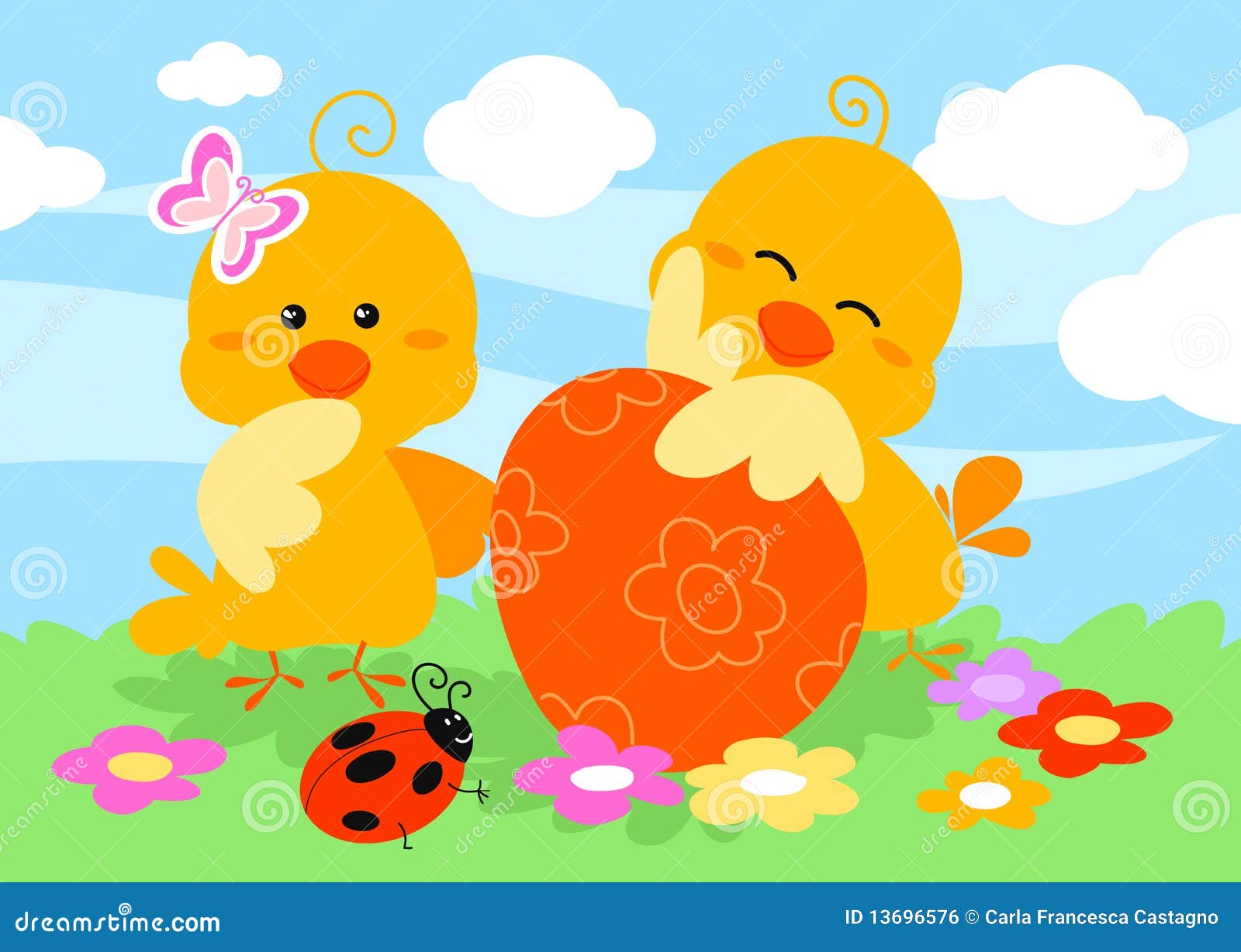 Due Pulcini Di Pasqua Illustrazione Vettoriale Illustrazione Di Poco 13696576