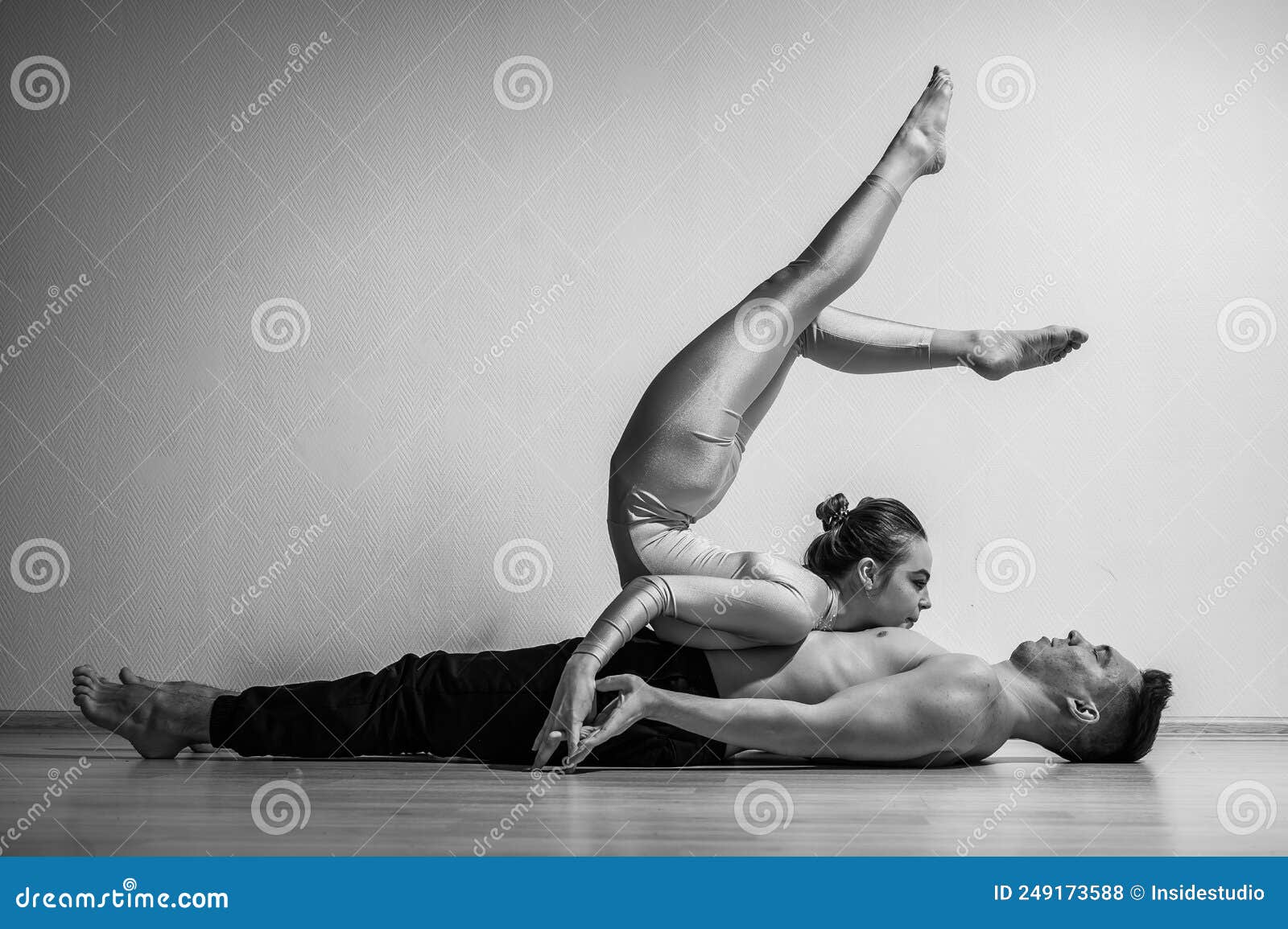 Couple Practicing Acro Yoga White Studio Stock Photo 479235826 |  Shutterstock