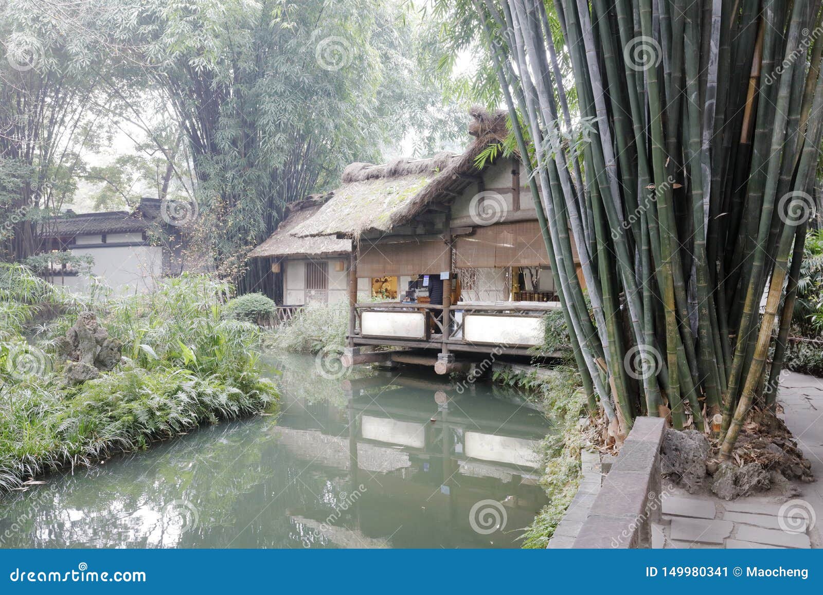 Famous Du Fu Thatched Cottage By Pond Adobe Rgb Editorial Photo