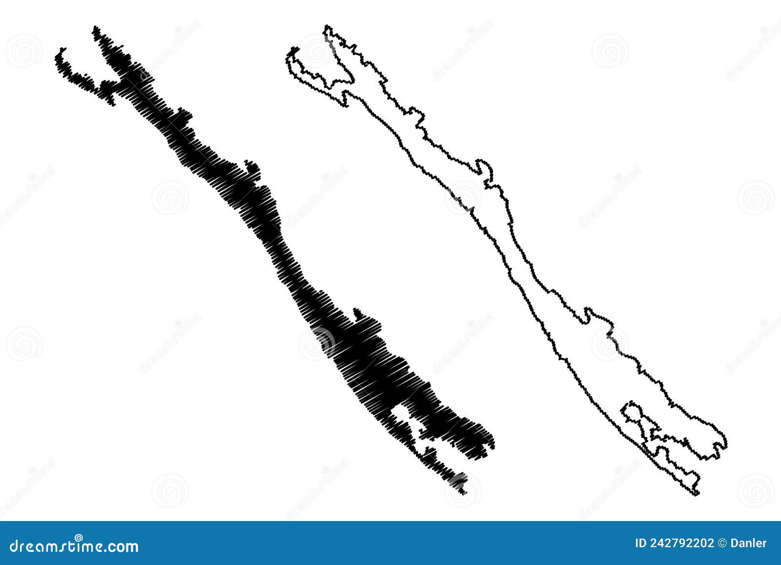 dugi otok island republic of croatia, dalmatian archipielago, adriatic sea map  , scribble sketch dugi otok