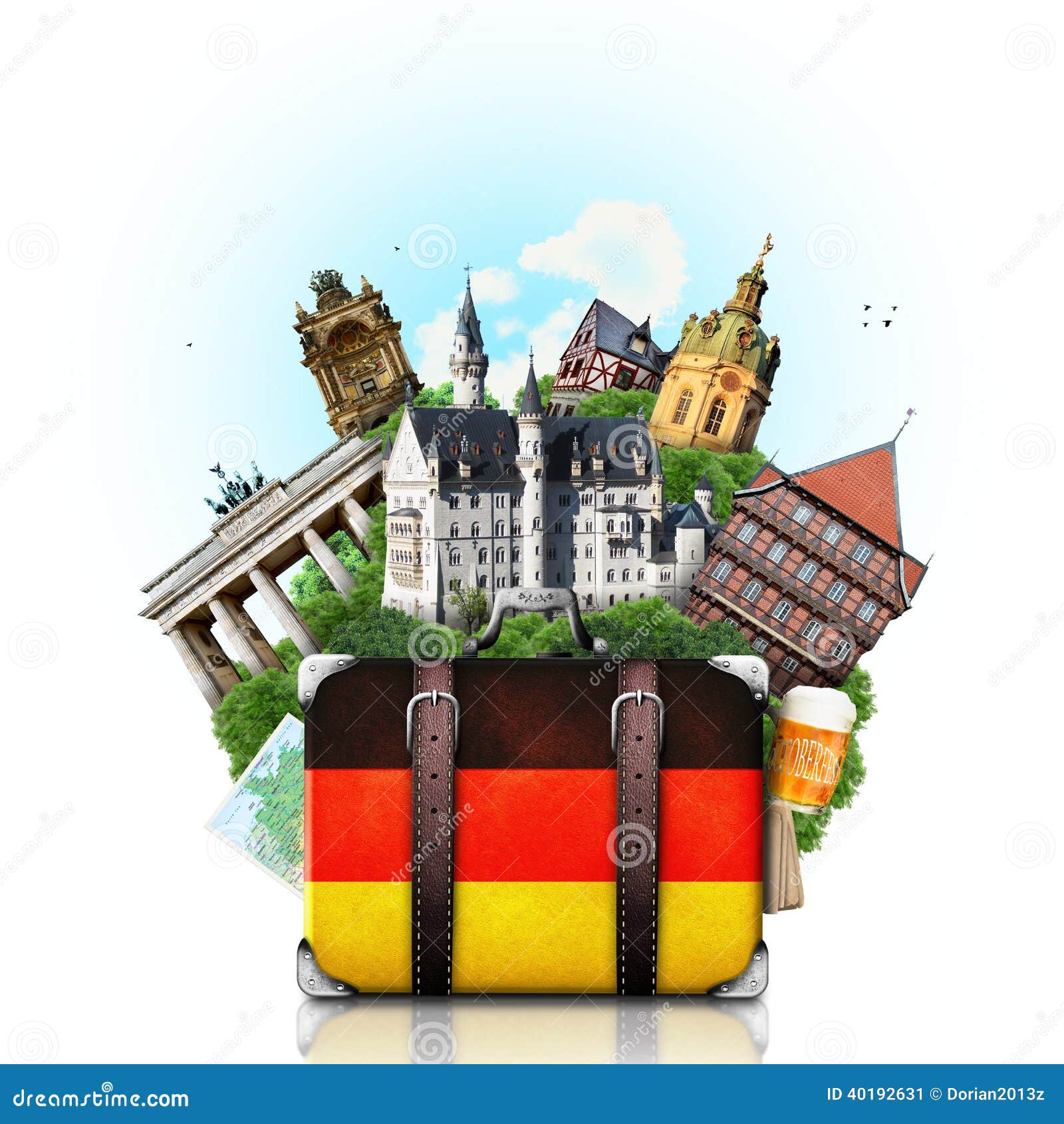 Neerwaarts klep bout Duitsland, Duitse Oriëntatiepunten, Reis Stock Afbeelding - Image of  uitwisseling, koffer: 40192631