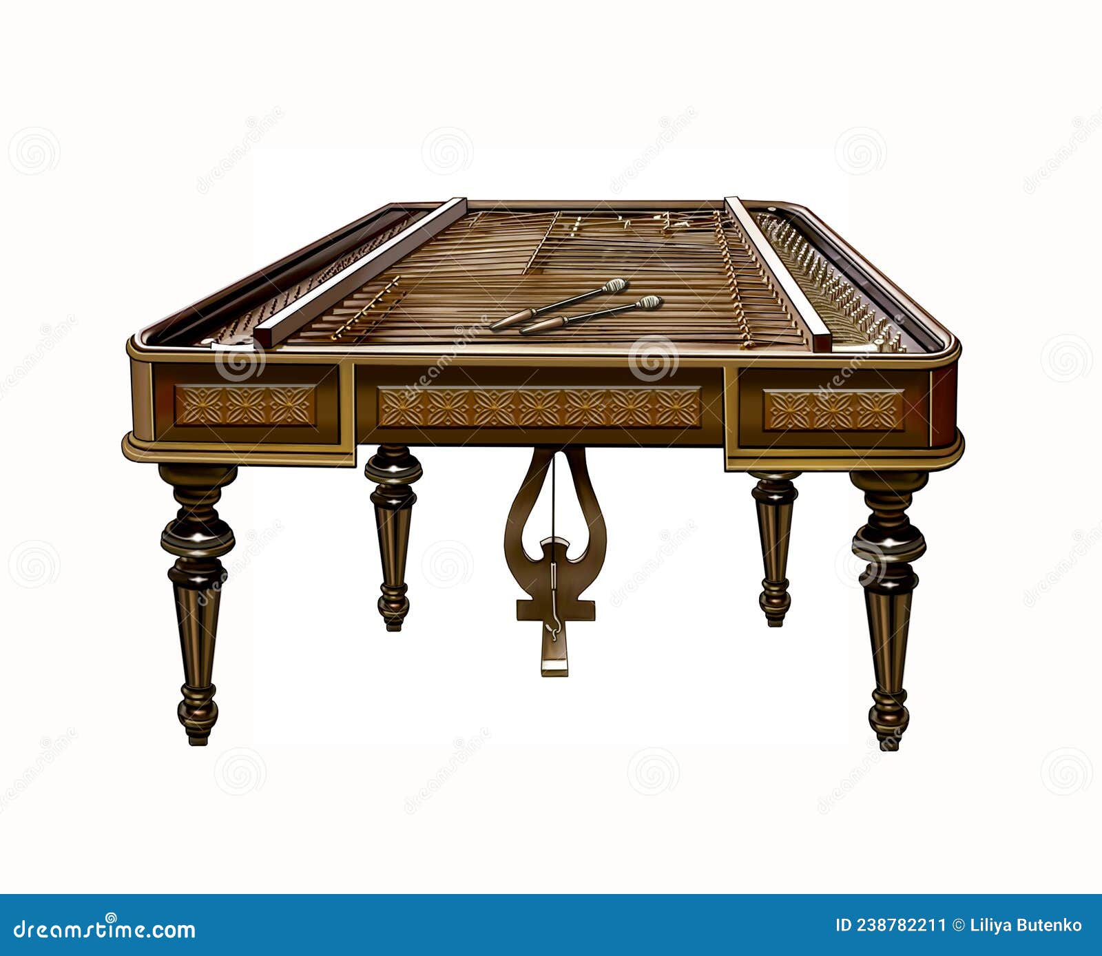 Dulcimer, Musical Instrument Stock Illustration Illustration of