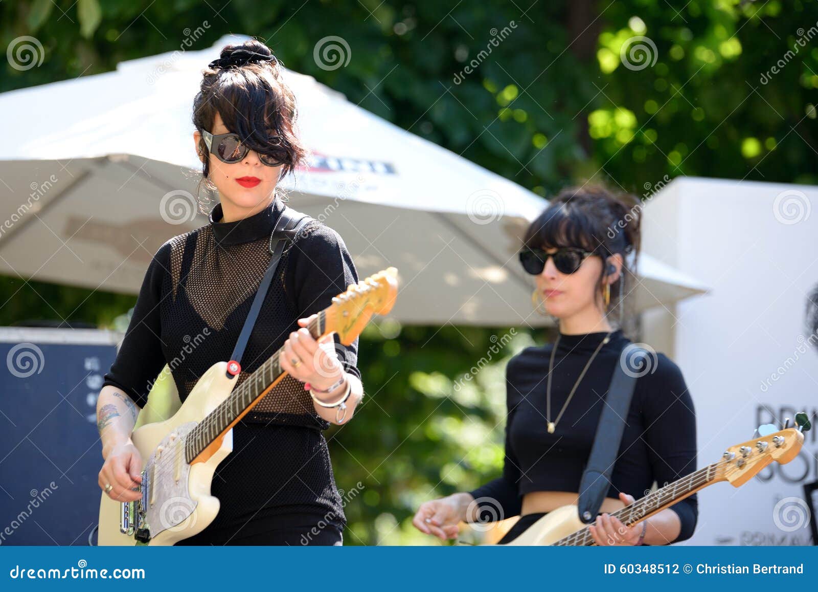 BARCELONA - MAY 30: Dum Dum Girls (rock band formed by women) in an outdoor concert at Heineken Primavera Sound 2014 Festival (PS14) on May 30, 2014 in Barcelona, Spain.