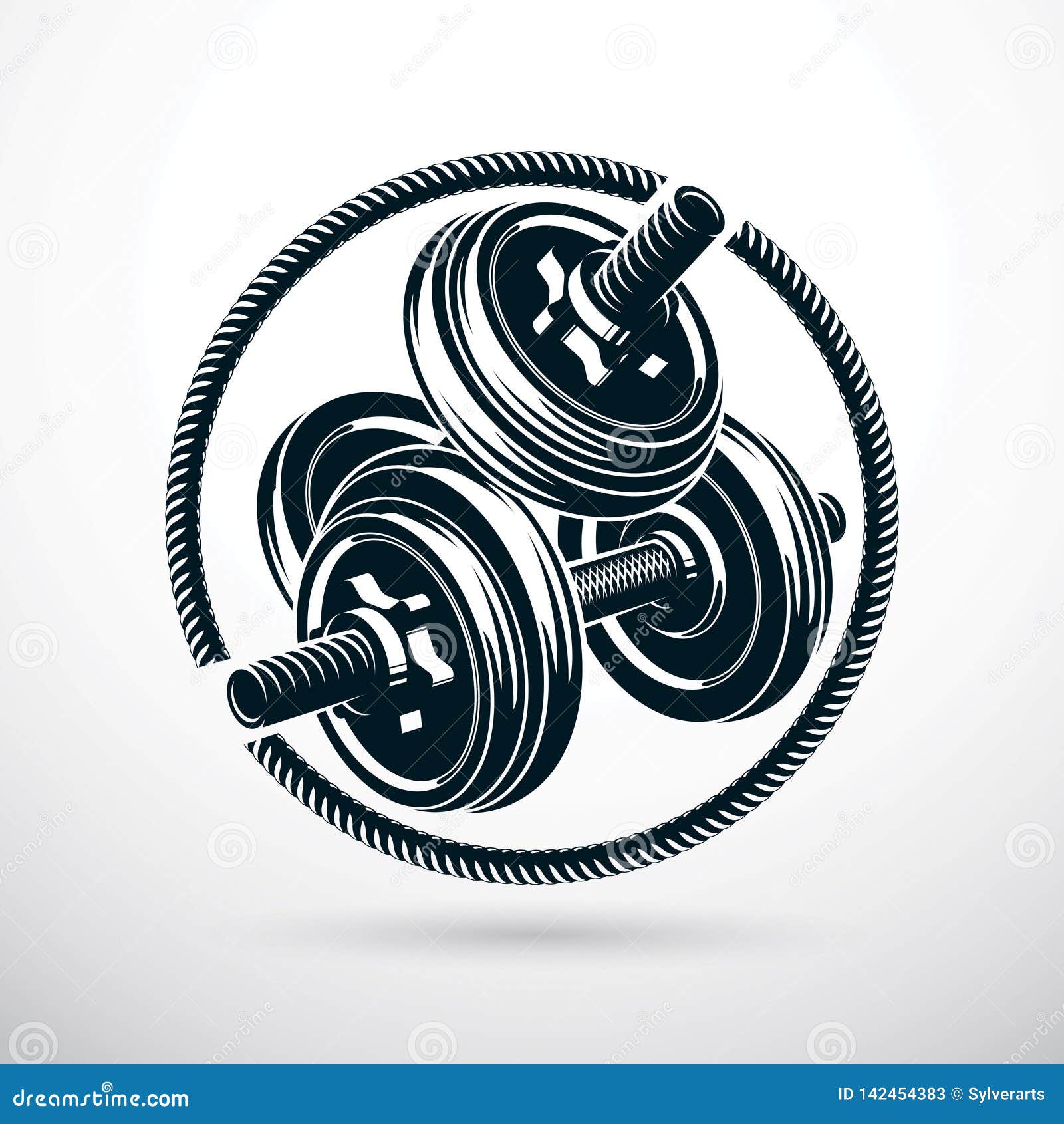 Dumbbell With Disc Weight Vector Illustration. Stock ...