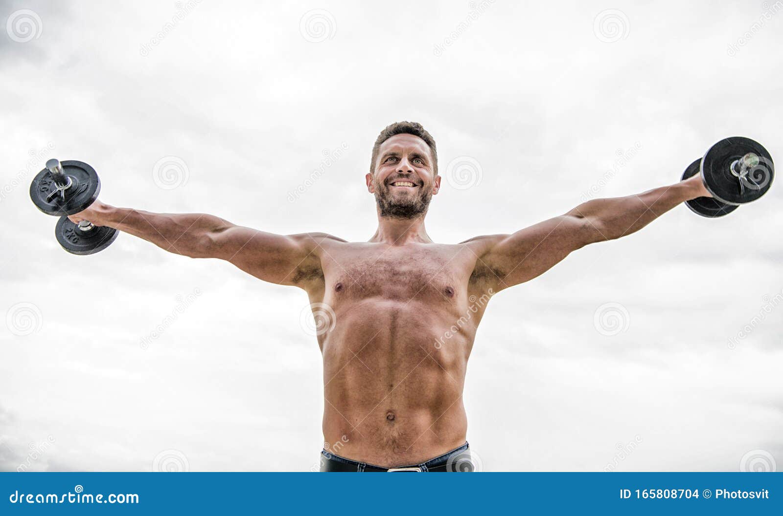 Dumbbell Exercise. Strong Biceps and Triceps. Gym Workout. Workout Fitness  Sport. Workout Concept Stock Photo - Image of exercise, motivational:  165808704