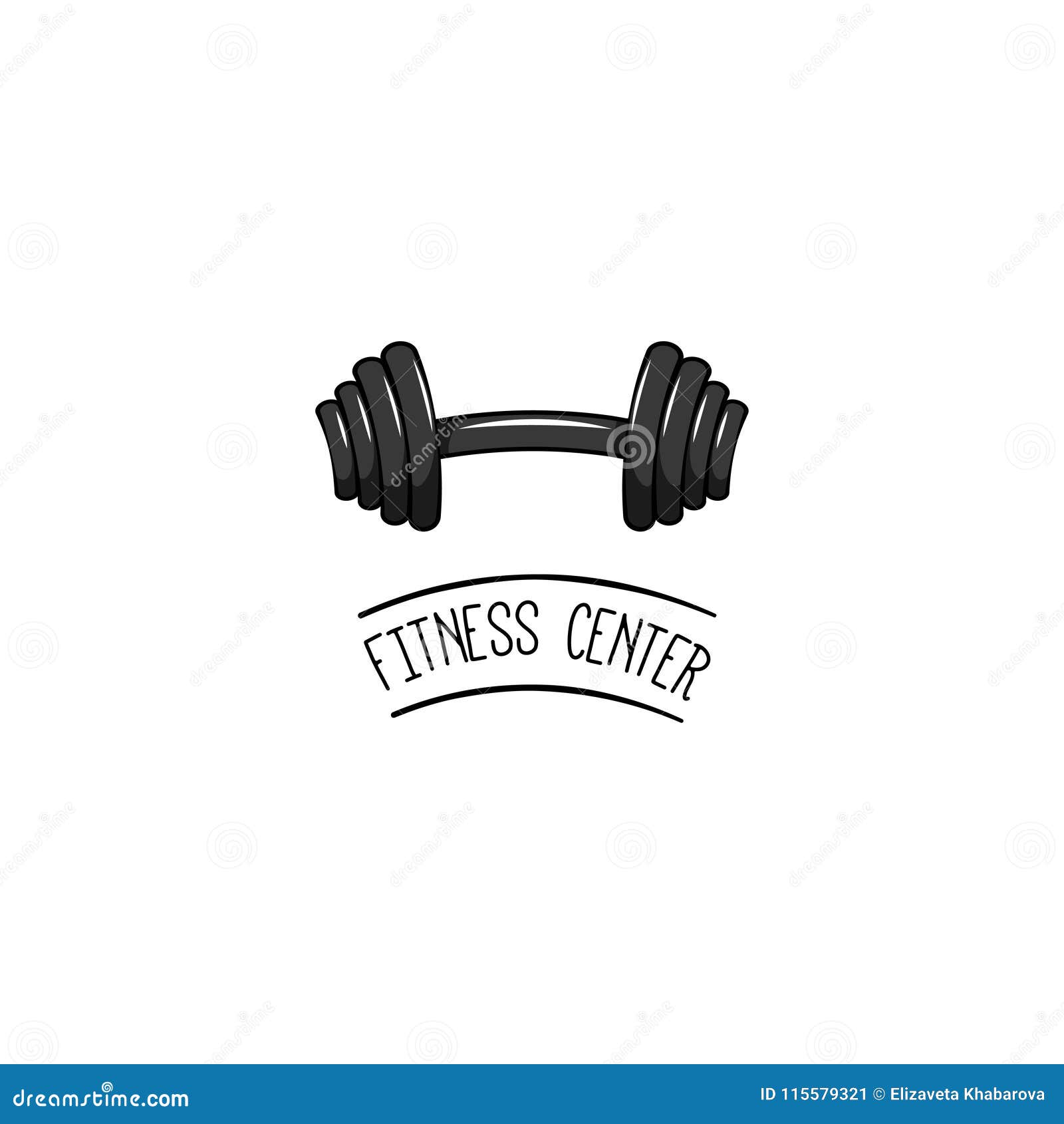 Dumbbell Icon Sport Equipment Fitness Center Logo Label Vector