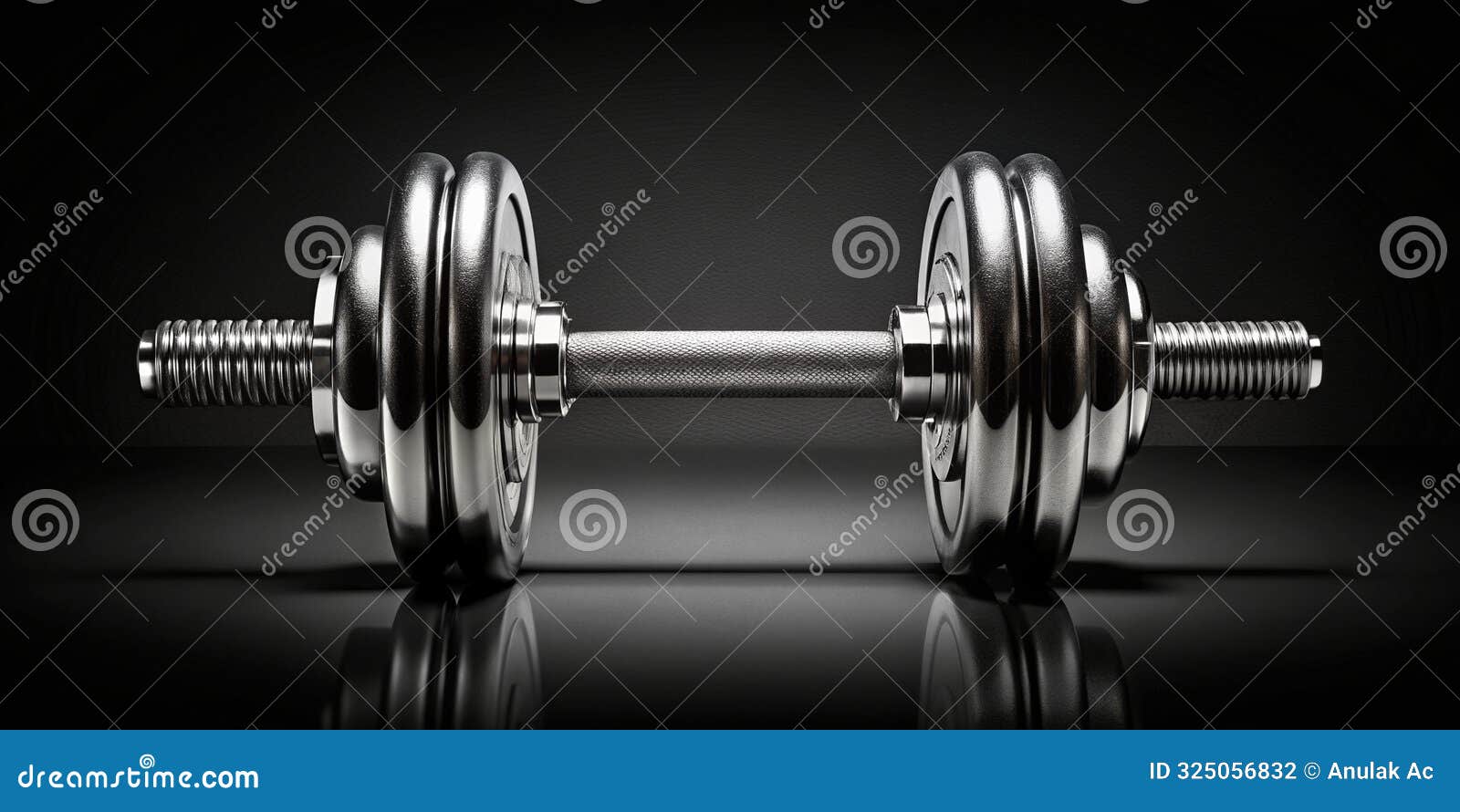 dumbbell weights on black background generative ai