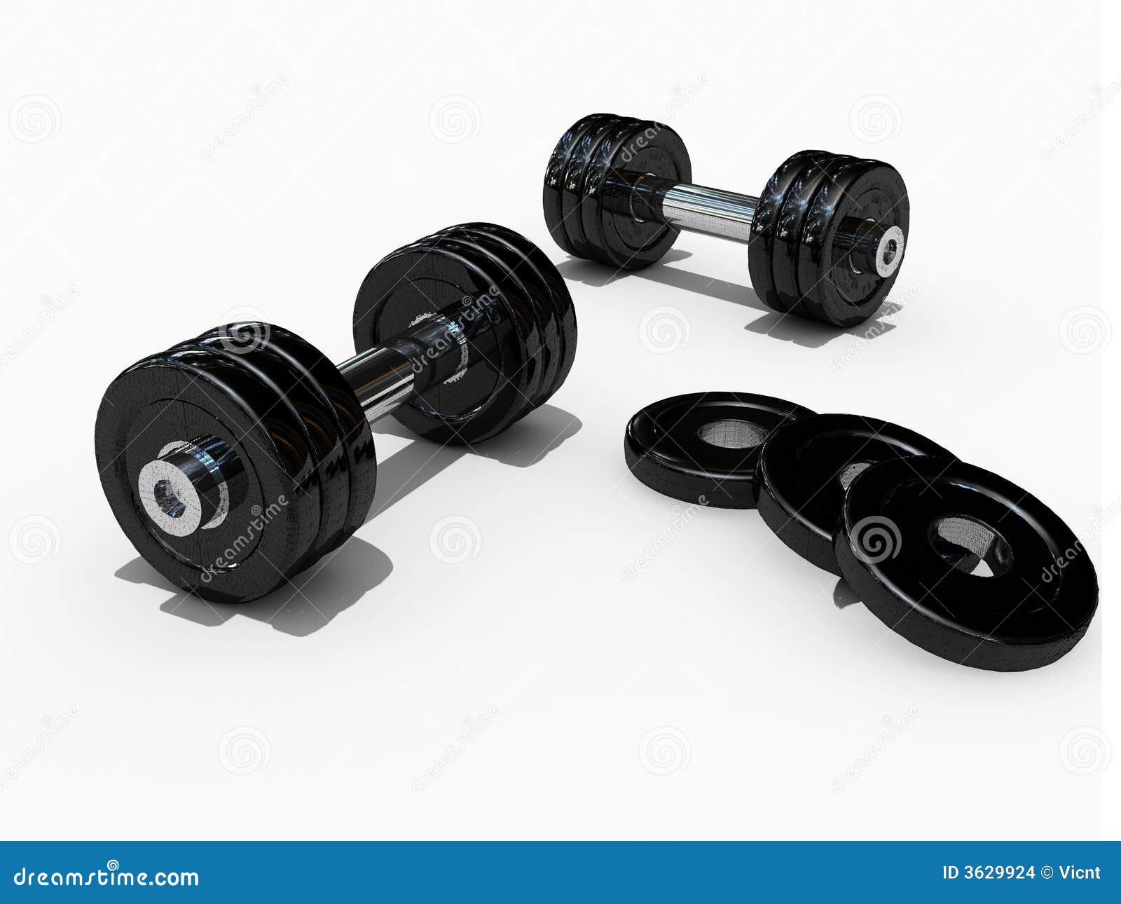 Dumbbells sobre o branco (rendição 3D)