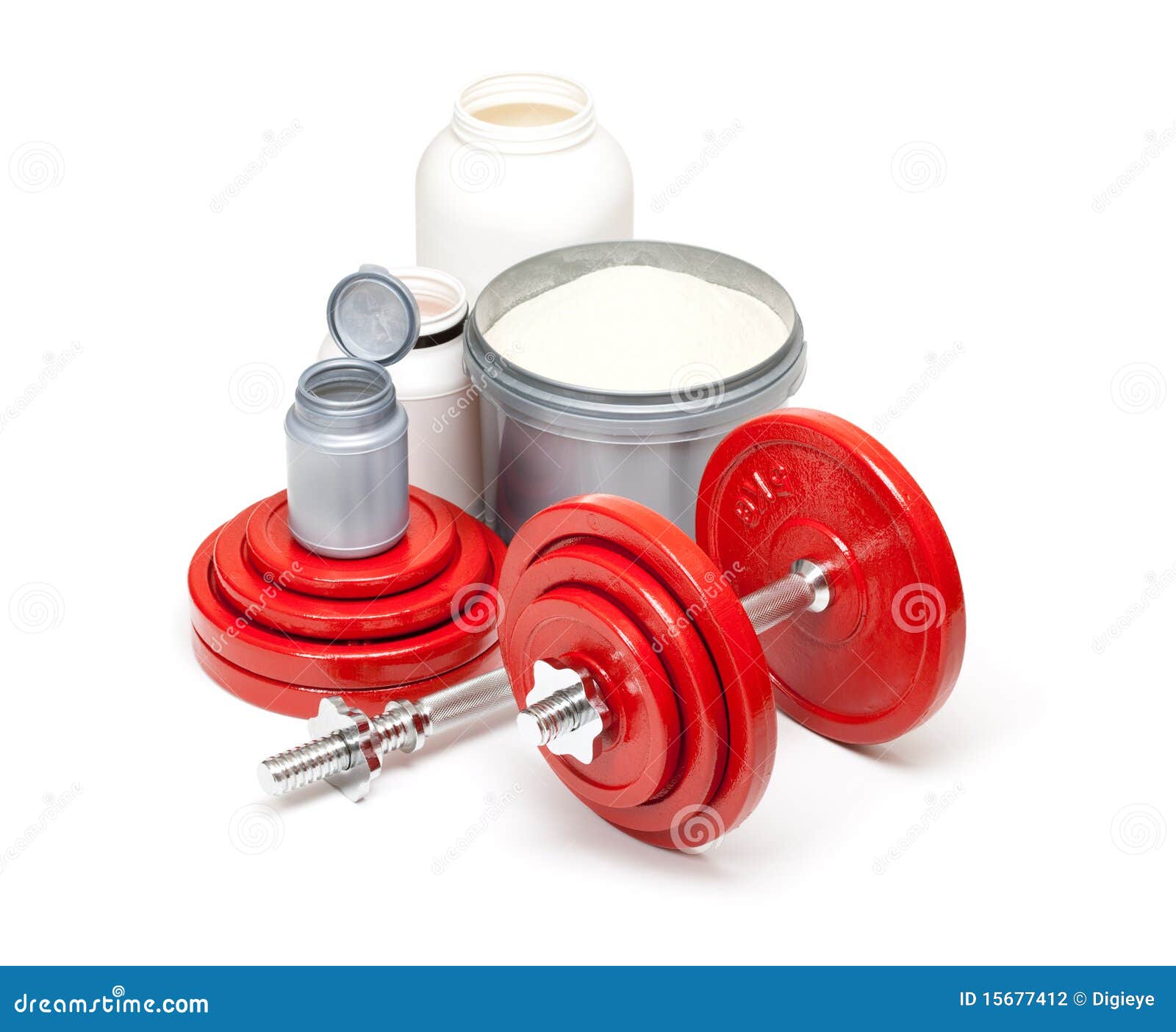 Dumbbells and Supplements for Body Building Stock Photo Image of body