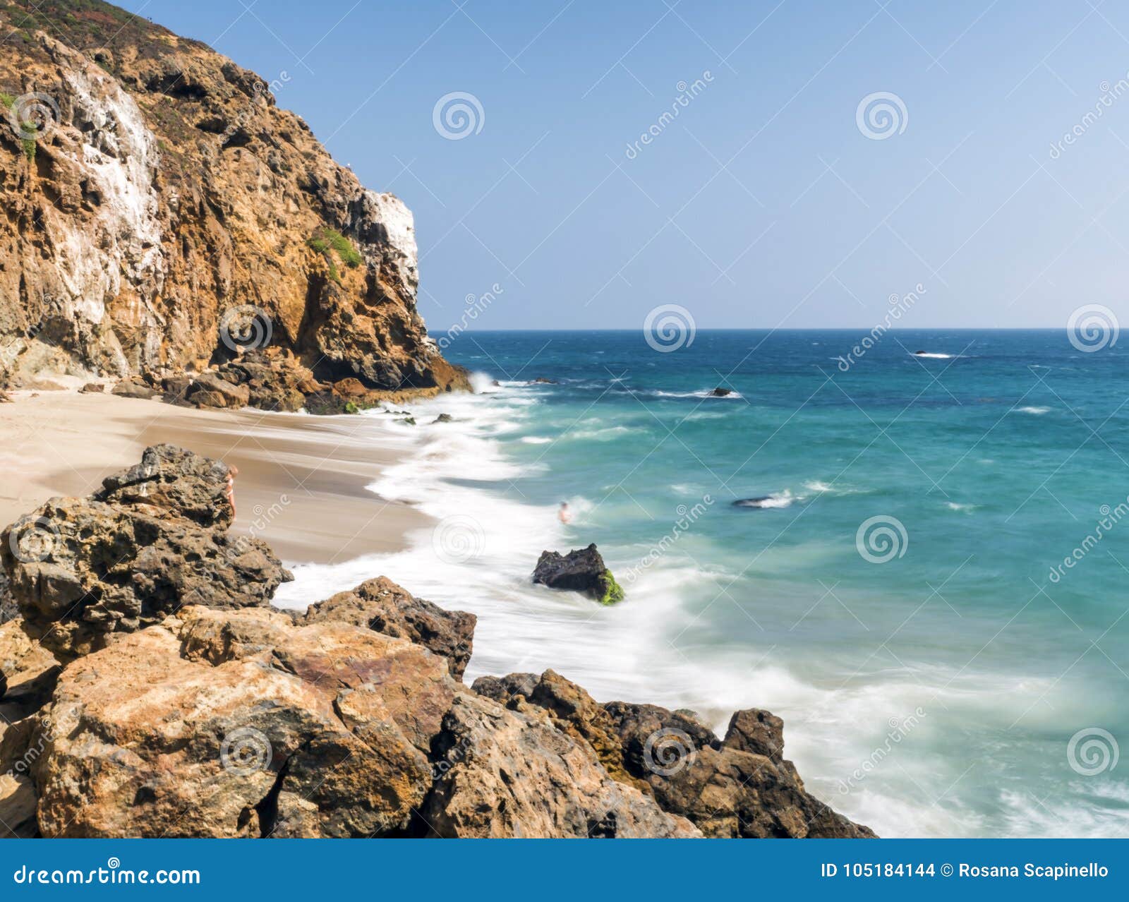 dume cove malibu, zuma beach, emerald and blue water in a quite paradise beach surrounded by cliffs. dume cove, malibu, california