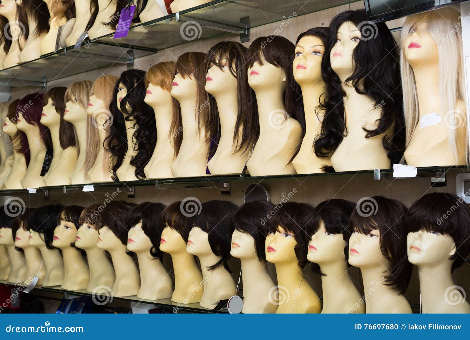 Dummies Heads with Hair Style in Shop Stock Photo - Image of boutique,  model: 76697680