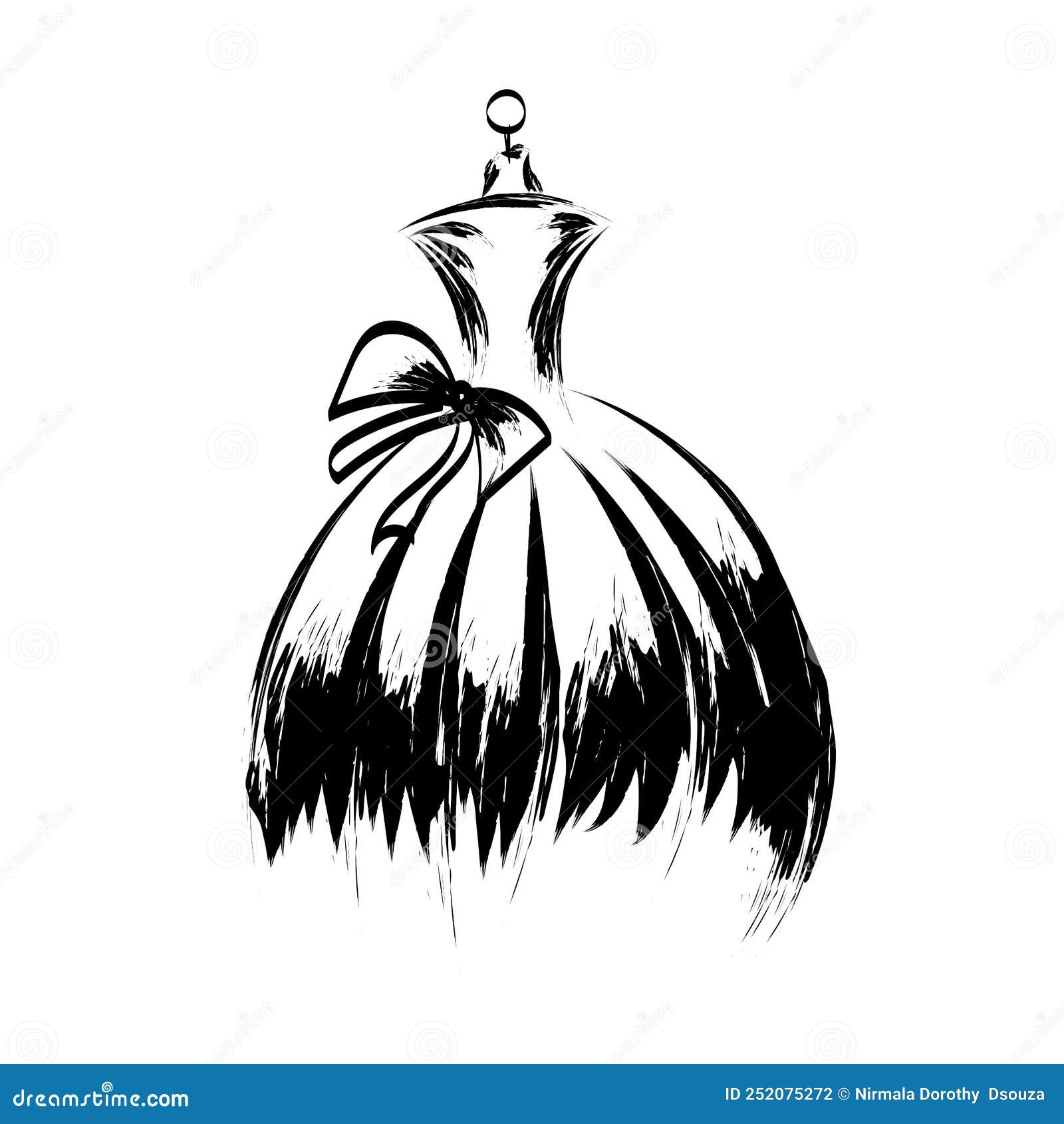 Dummy Dress Silhouette Hand Drawing Illustration Vector Stock Vector ...