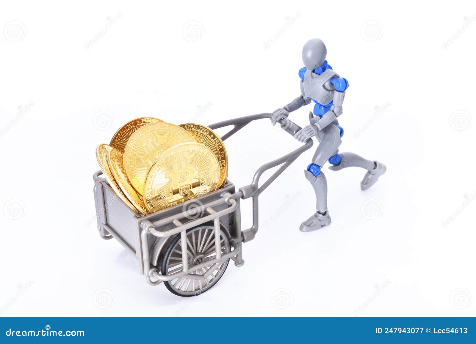 Dummy Pulling a Cart with Bitcoin Stock Image - Image of ingot, evaluate:  247943077