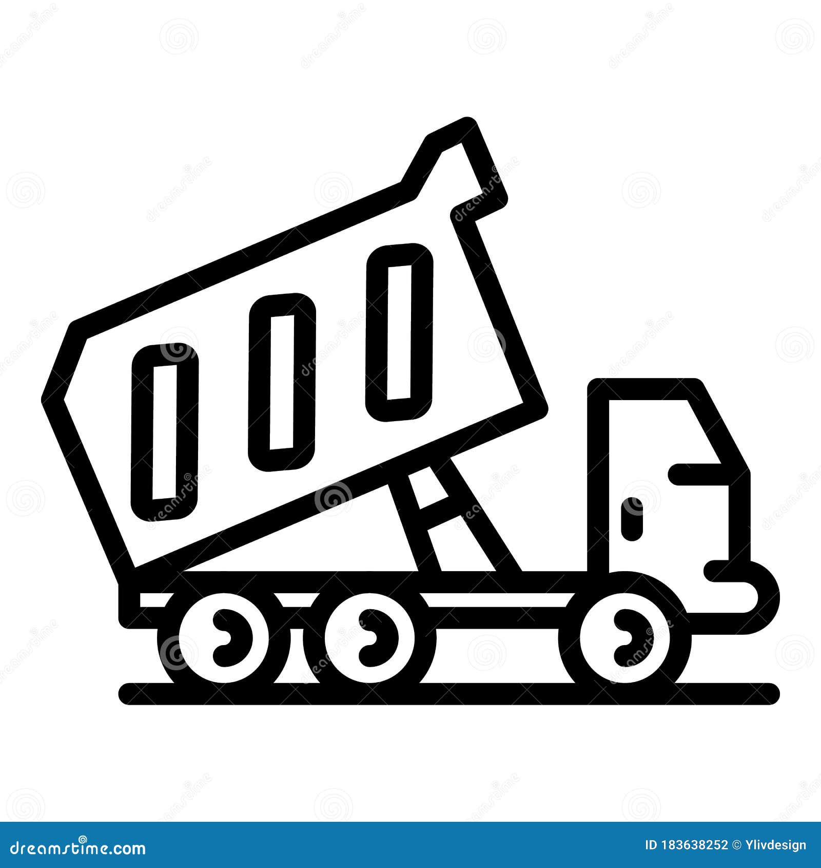 Dump Truck Icon, Outline Style Stock Vector Illustration