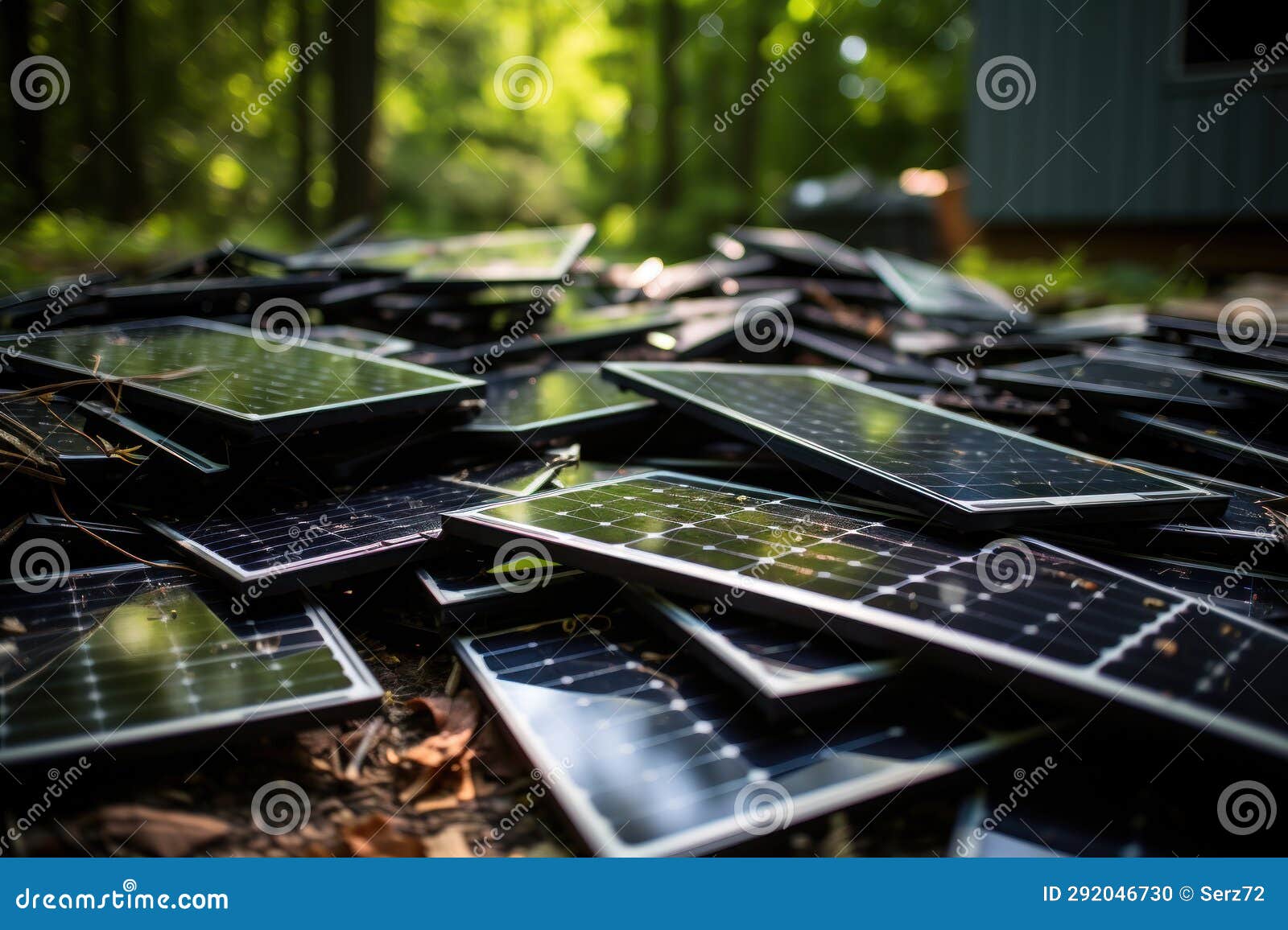 Problem of Disposal and Recycling of Solar Panels Stock Illustration