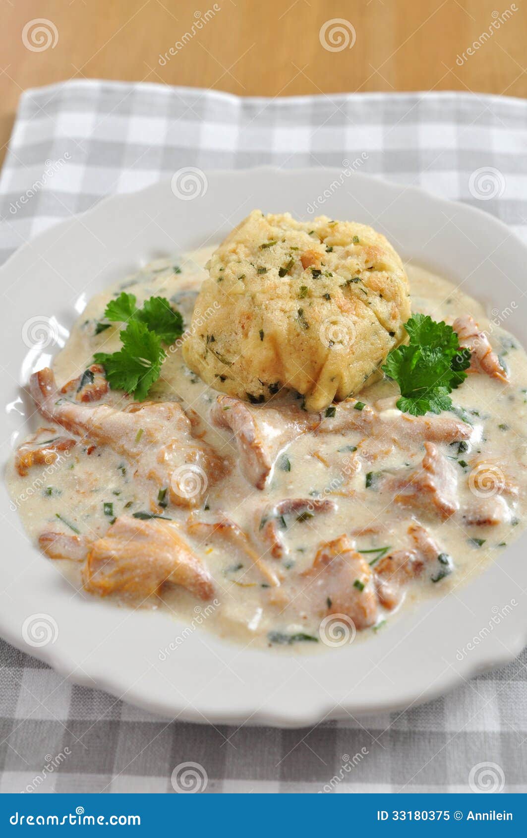 Dumplings with Chanterelle Mushroom Sauce Stock Image Image of