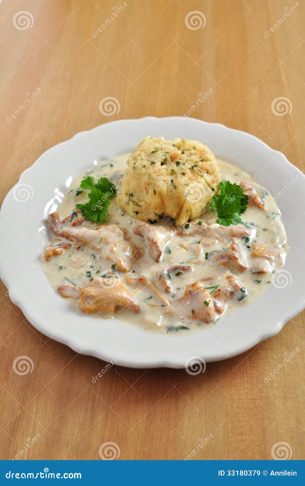 Dumplings with Chanterelle Mushroom Sauce Stock Image Image of food