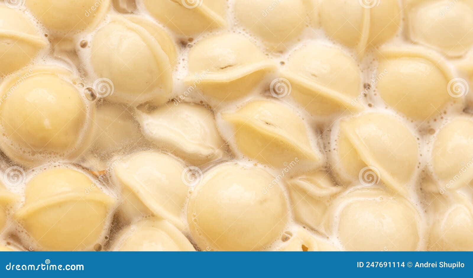 Dumplings Made from Dough and Meat are Boiled in Boiled Water. Stock