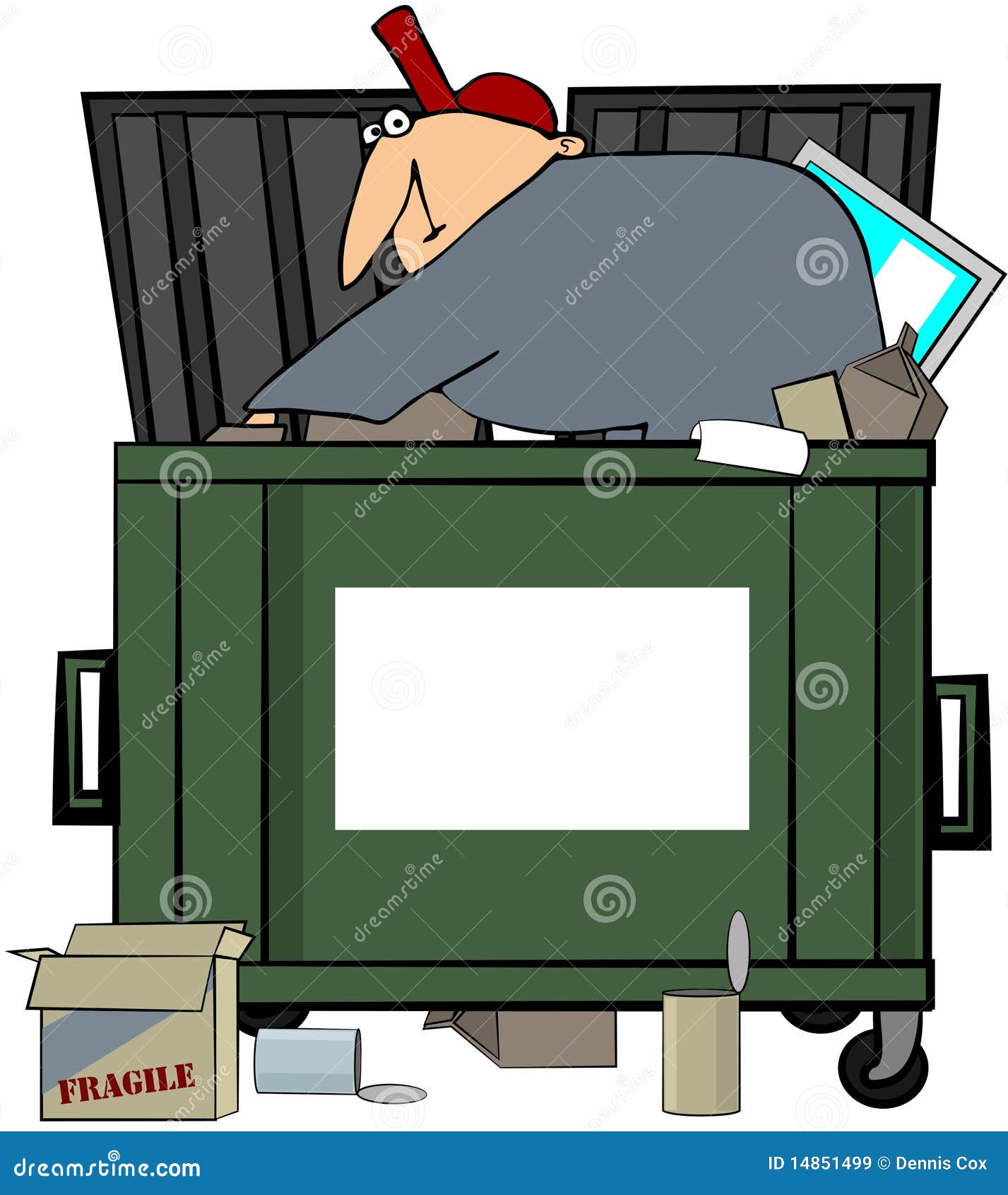 Dumpster Full Of Garbage With Trash Digging Vector CartoonDealer dumpster-full-of-garbage-with-trash-digging-vector-cartoondealer