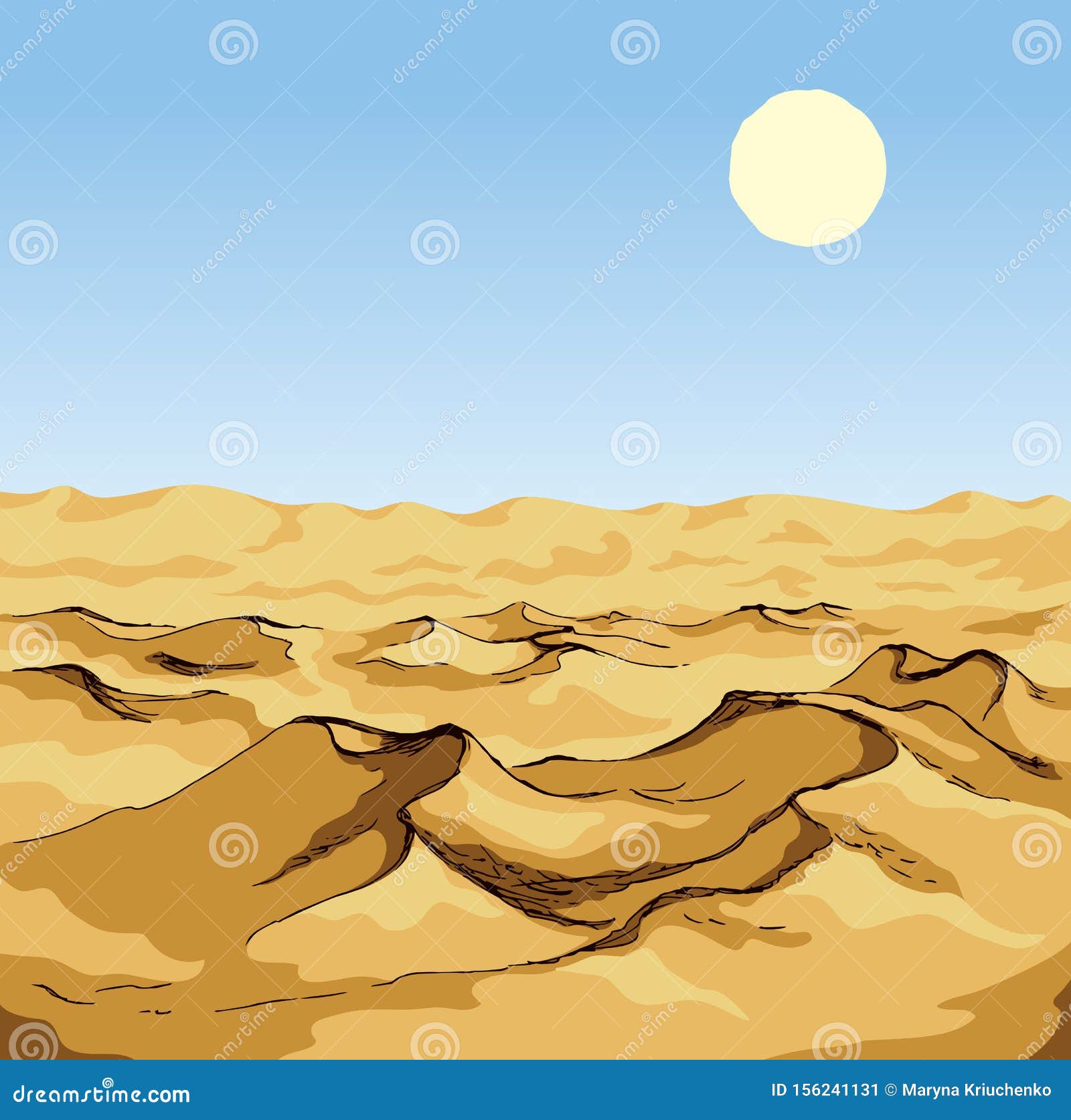 Dunas En El Desierto. Dibujo De Vectores Ilustración del Vector -  Ilustración de duna, global: 156241131
