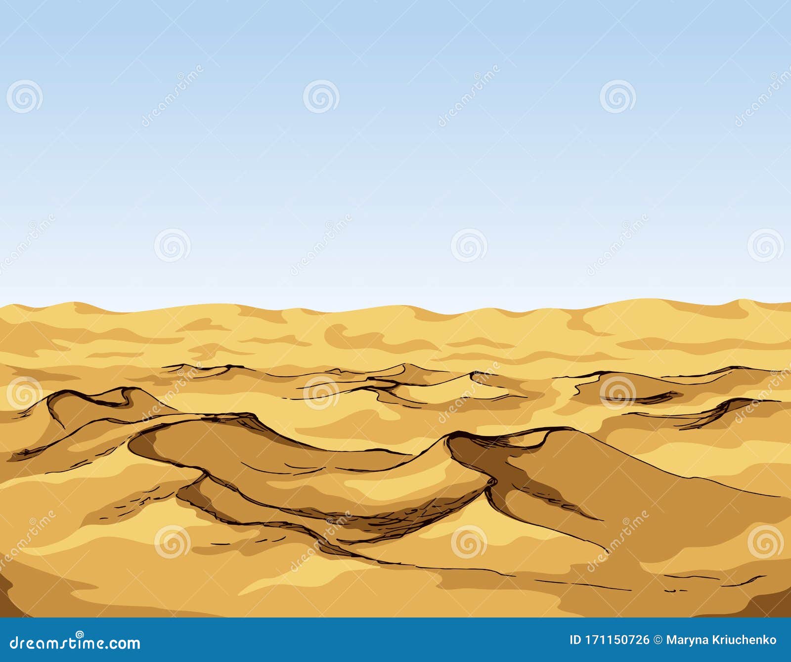Dunas En El Desierto Dibujo De Vectores Ilustración del Vector -  Ilustración de horizonte, paisaje: 171150726