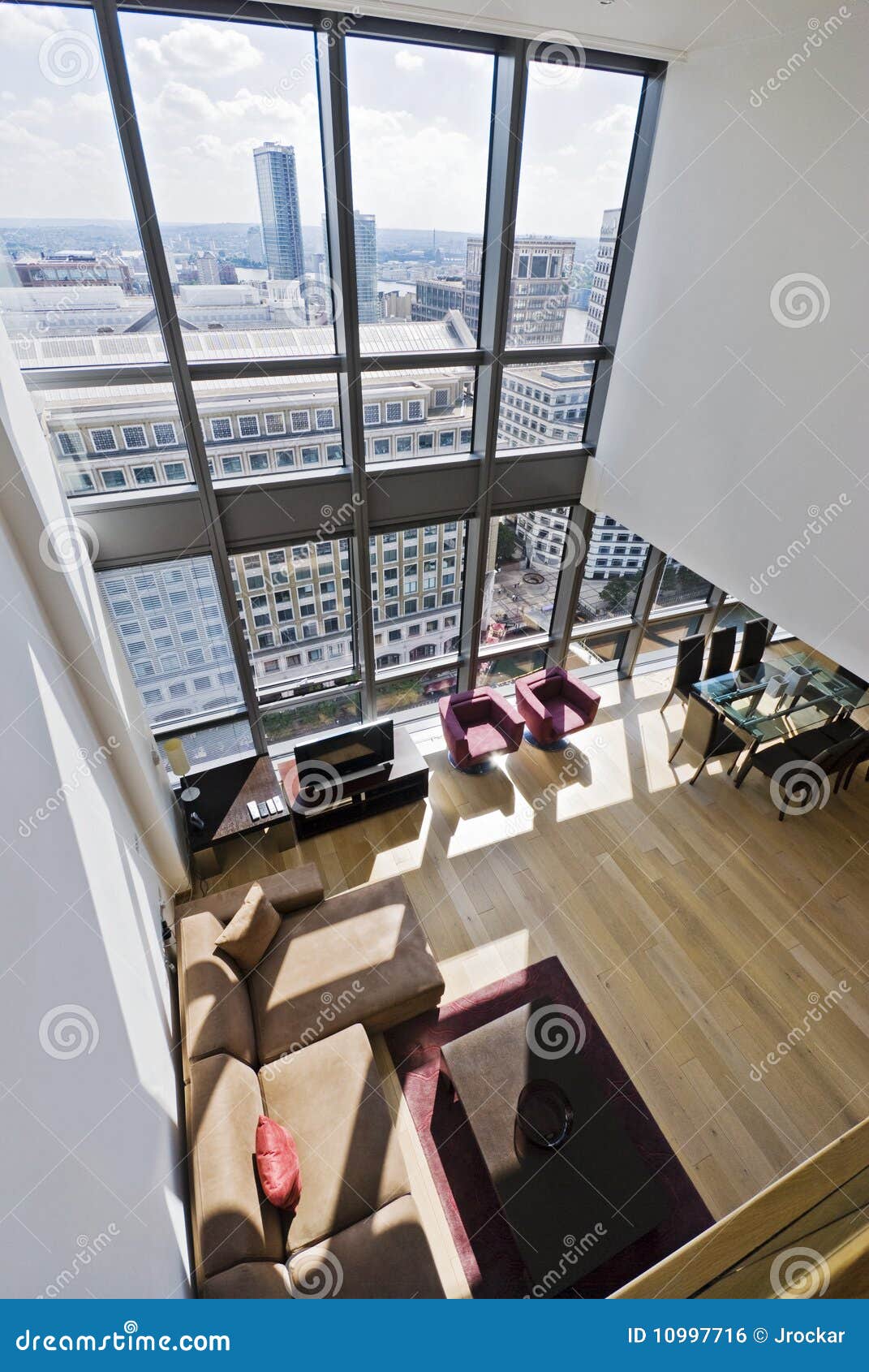 Duplex Apartment with City Views Stock Photo Image of ceiling