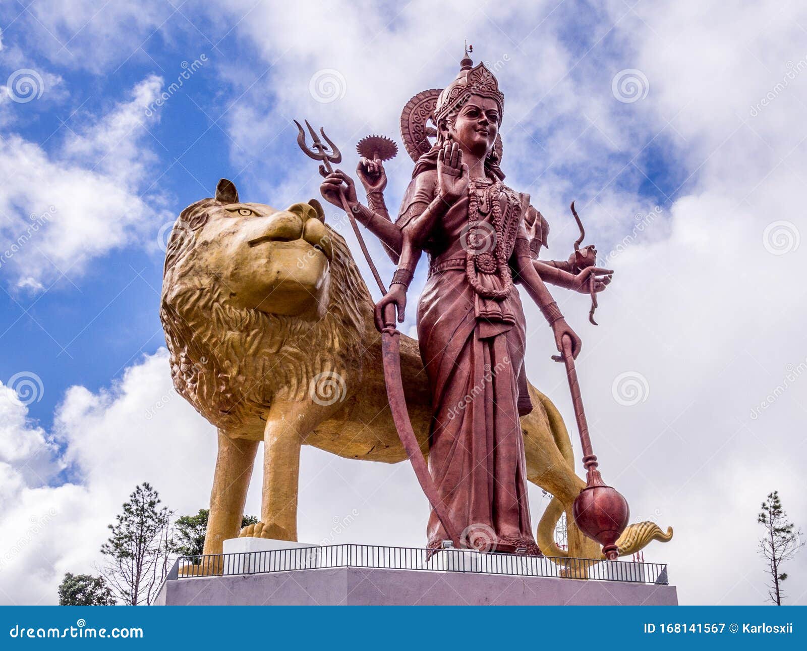 Durga Mata Statue At Grand Bassin Aka Ganga Talao Crater Lake In The Centre Of Mauritius Stock Image Image Of Cloud Sunny 168141567