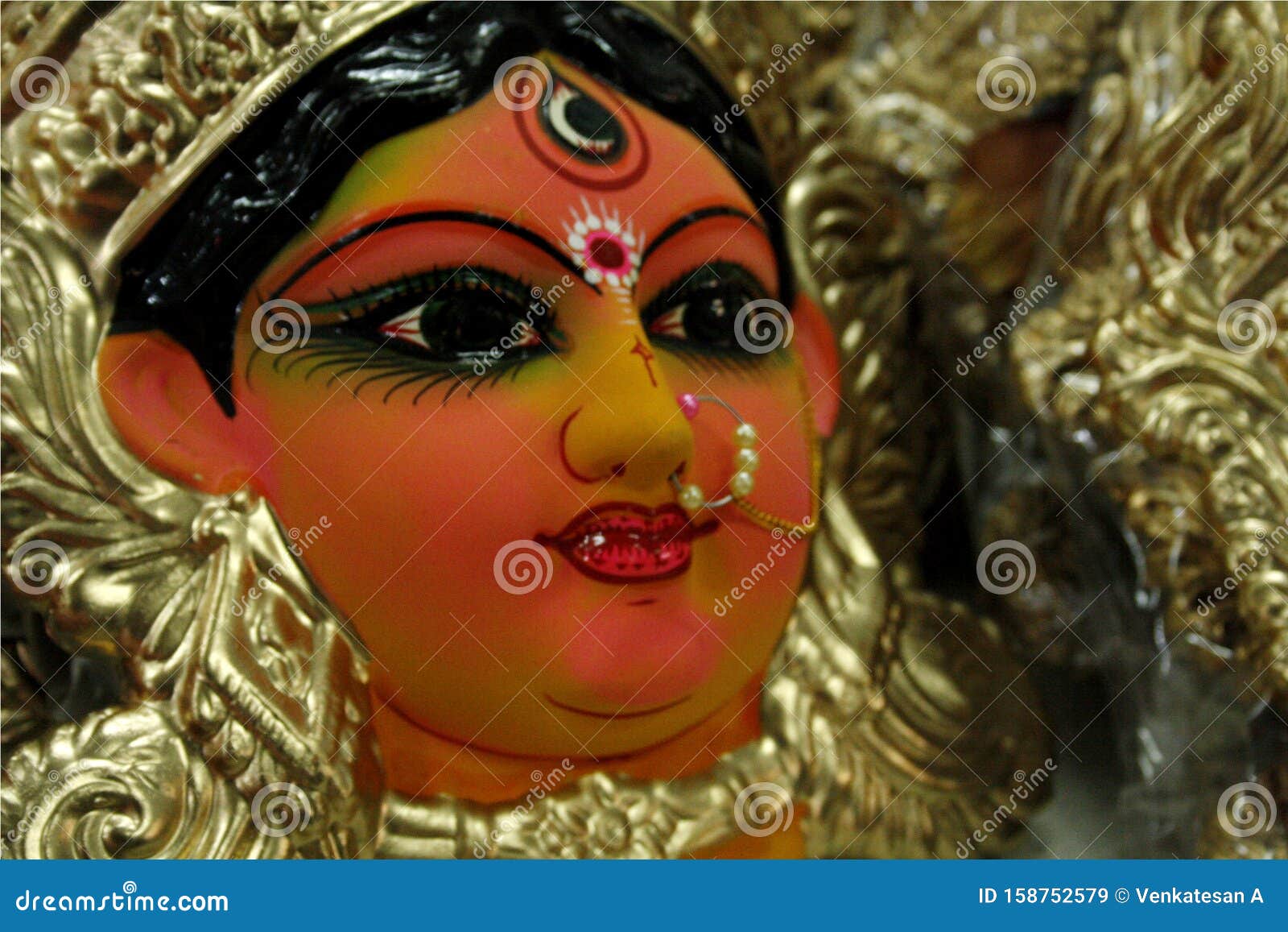 durga, a  of positive energy. a display of dolls, golu festival navaratri.