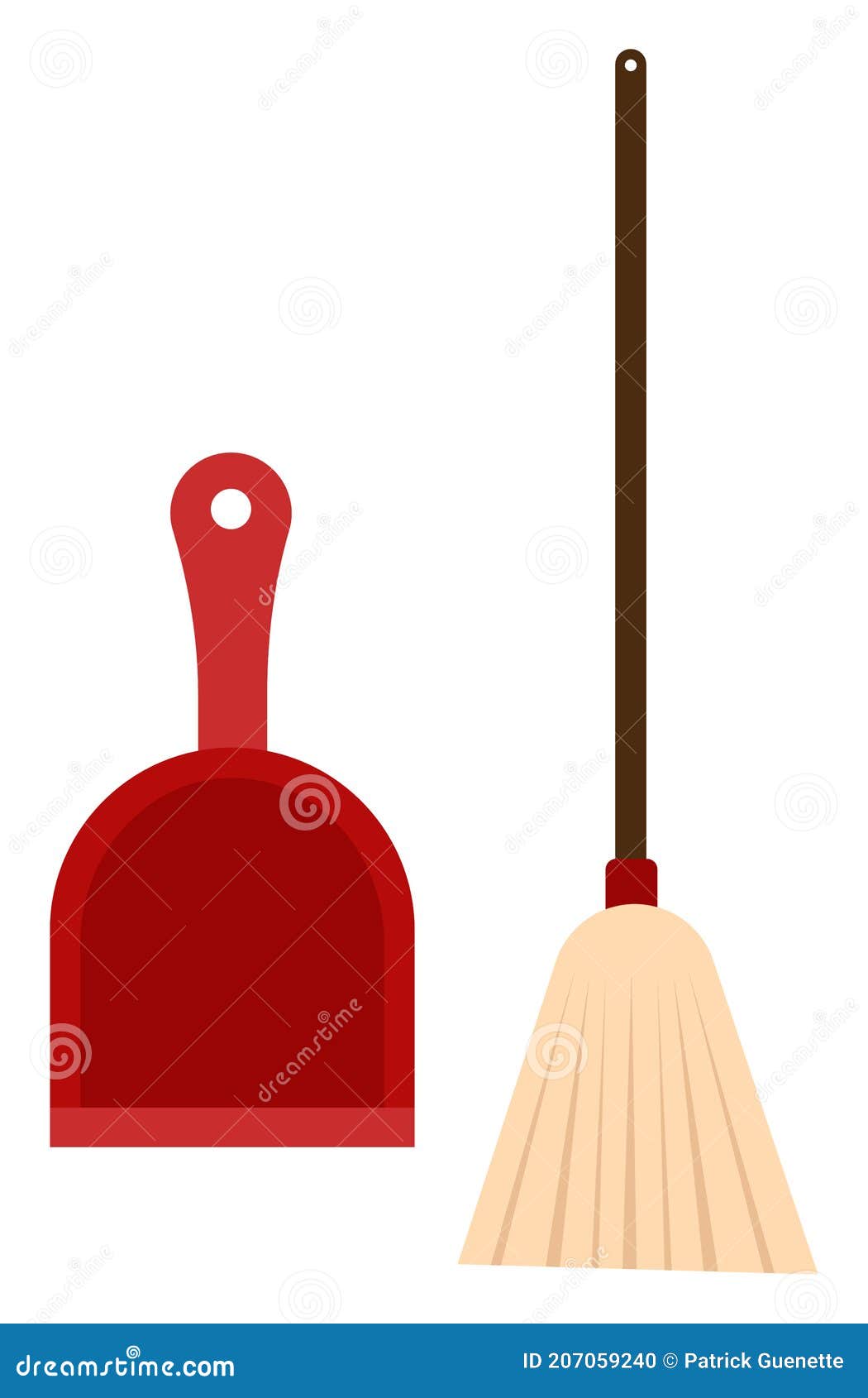 Dust Pan with Broom, Illustration, Vector Stock Vector Illustration