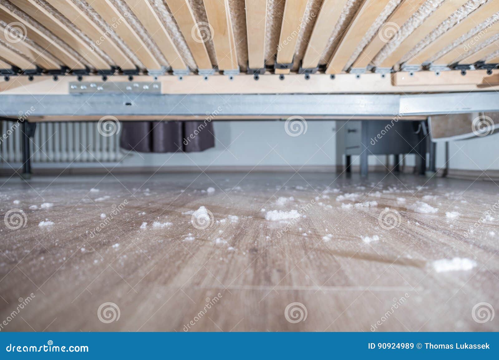 Dust on the Wood Floor Under the Bed Stock Image Image of harmful