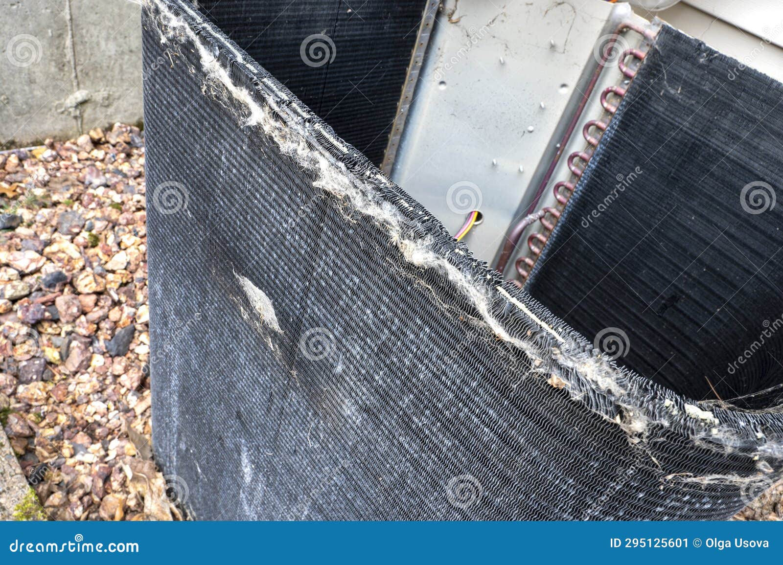 Dusty and Dirty Air Conditioner Maintenance Work. Air Conditioning