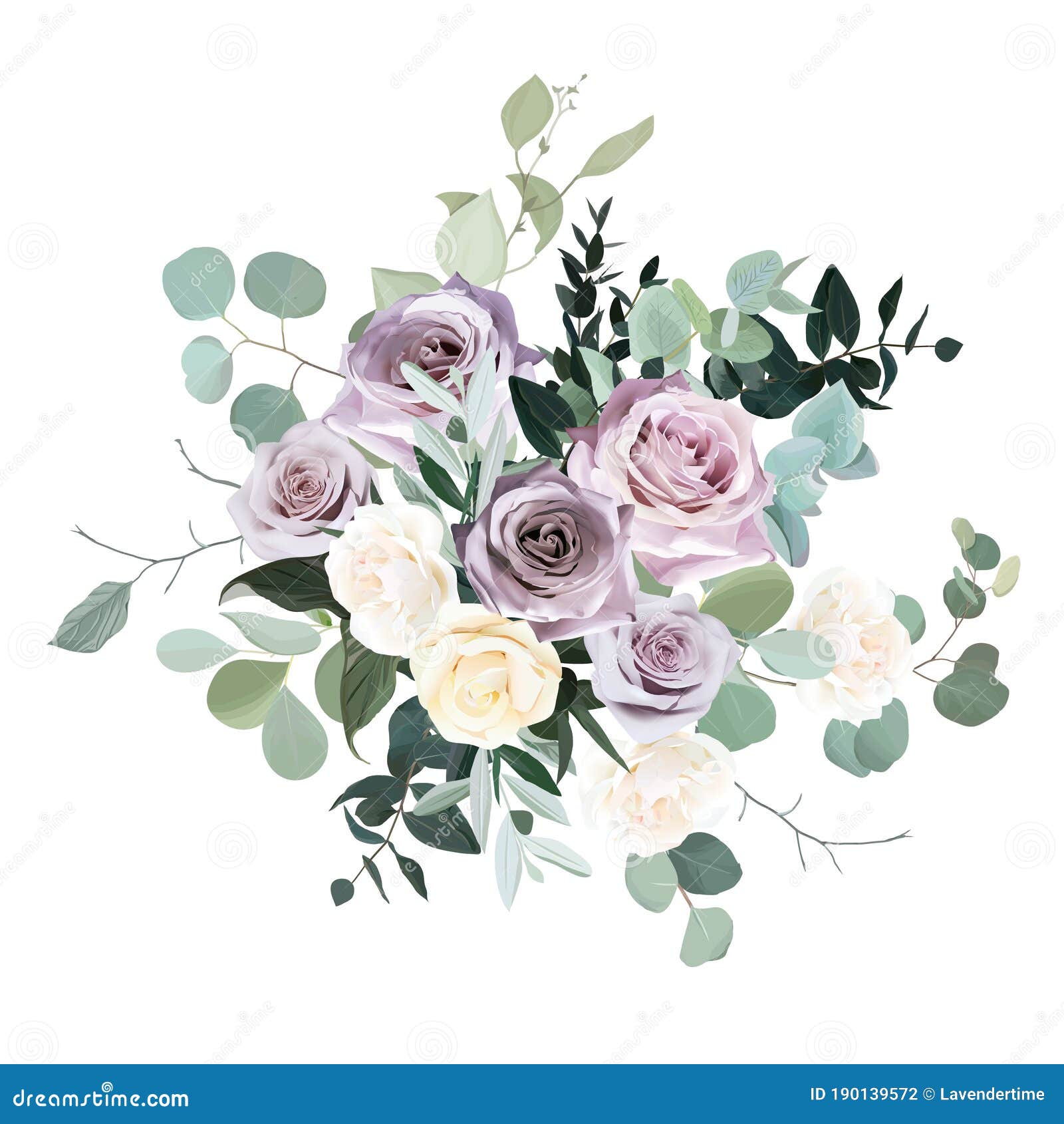 Dusty Violet Lavender, Mauve Antique Rose, Purple Pale and Ivory