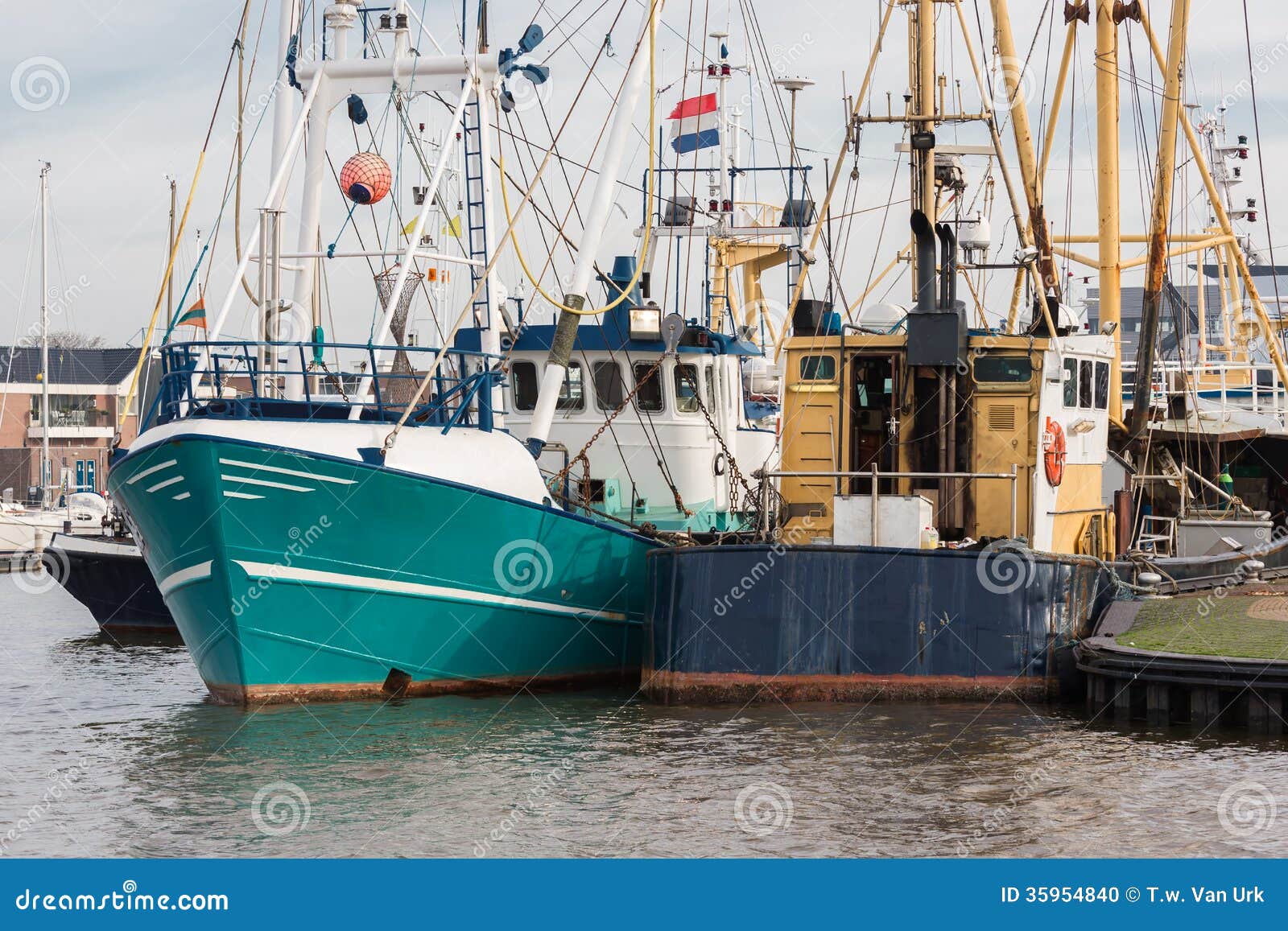 dutch harbor of urk with fishing cutters