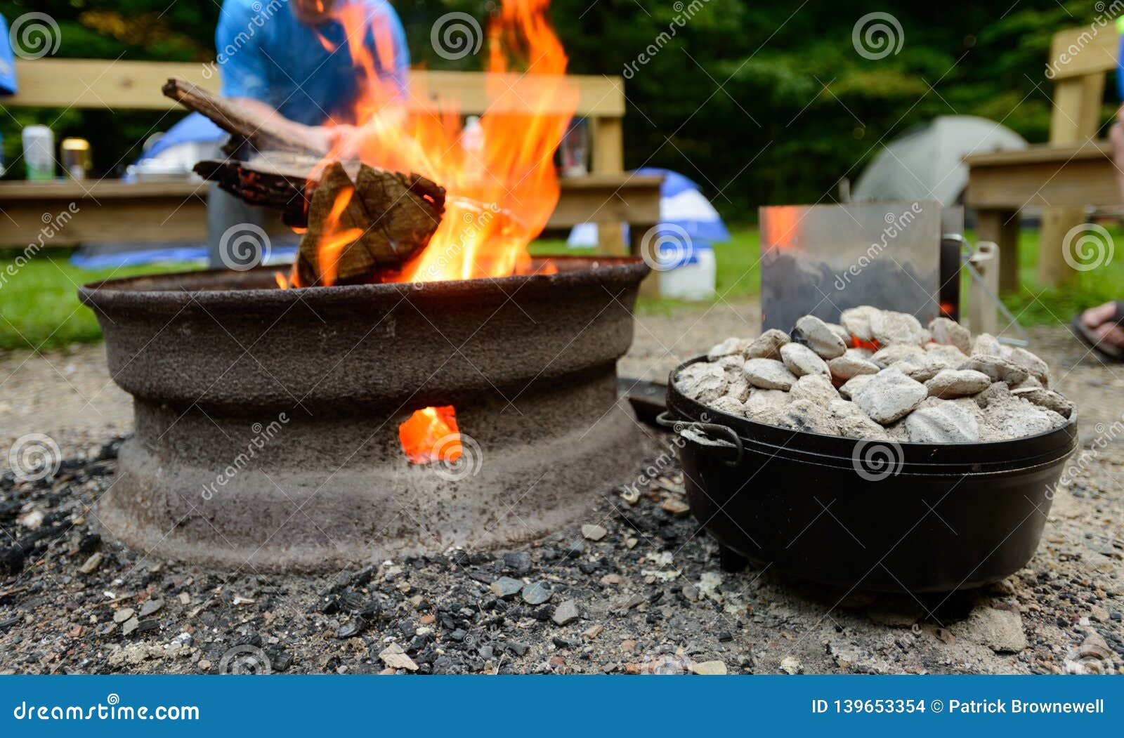 dutch oven cooking at campsite