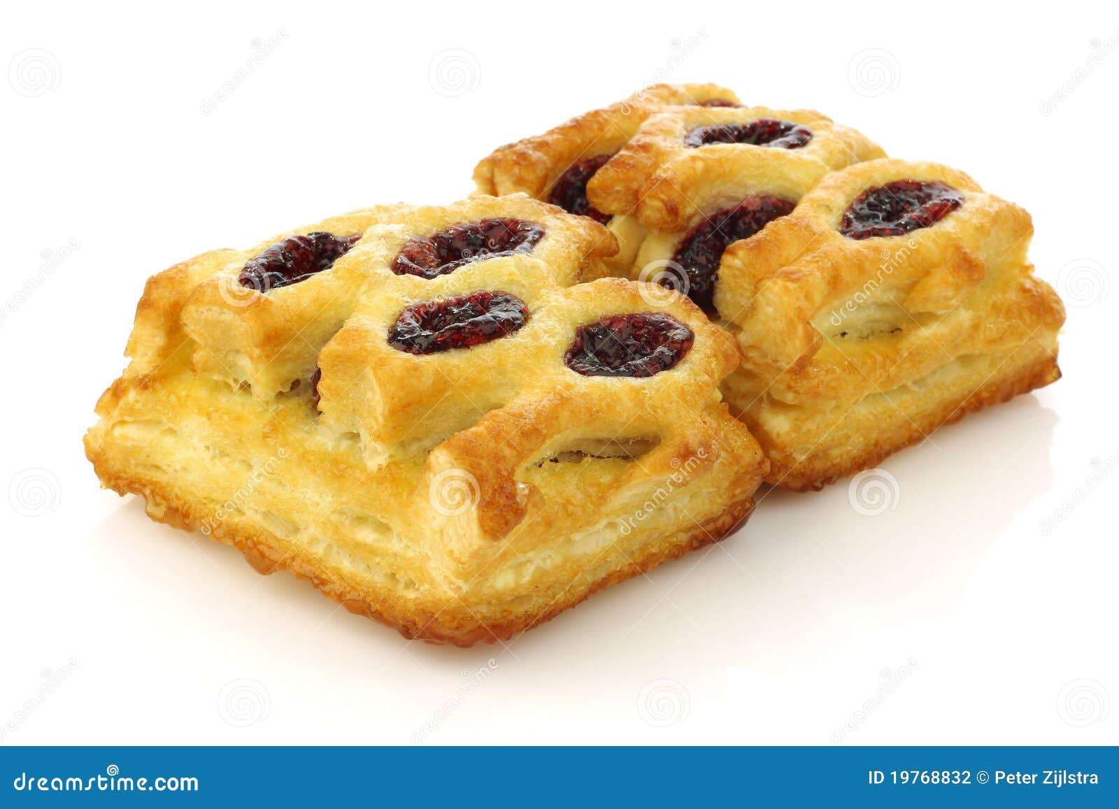 Dutch Pastry Filled with Strawberry Jam Stock Photo Image of puff