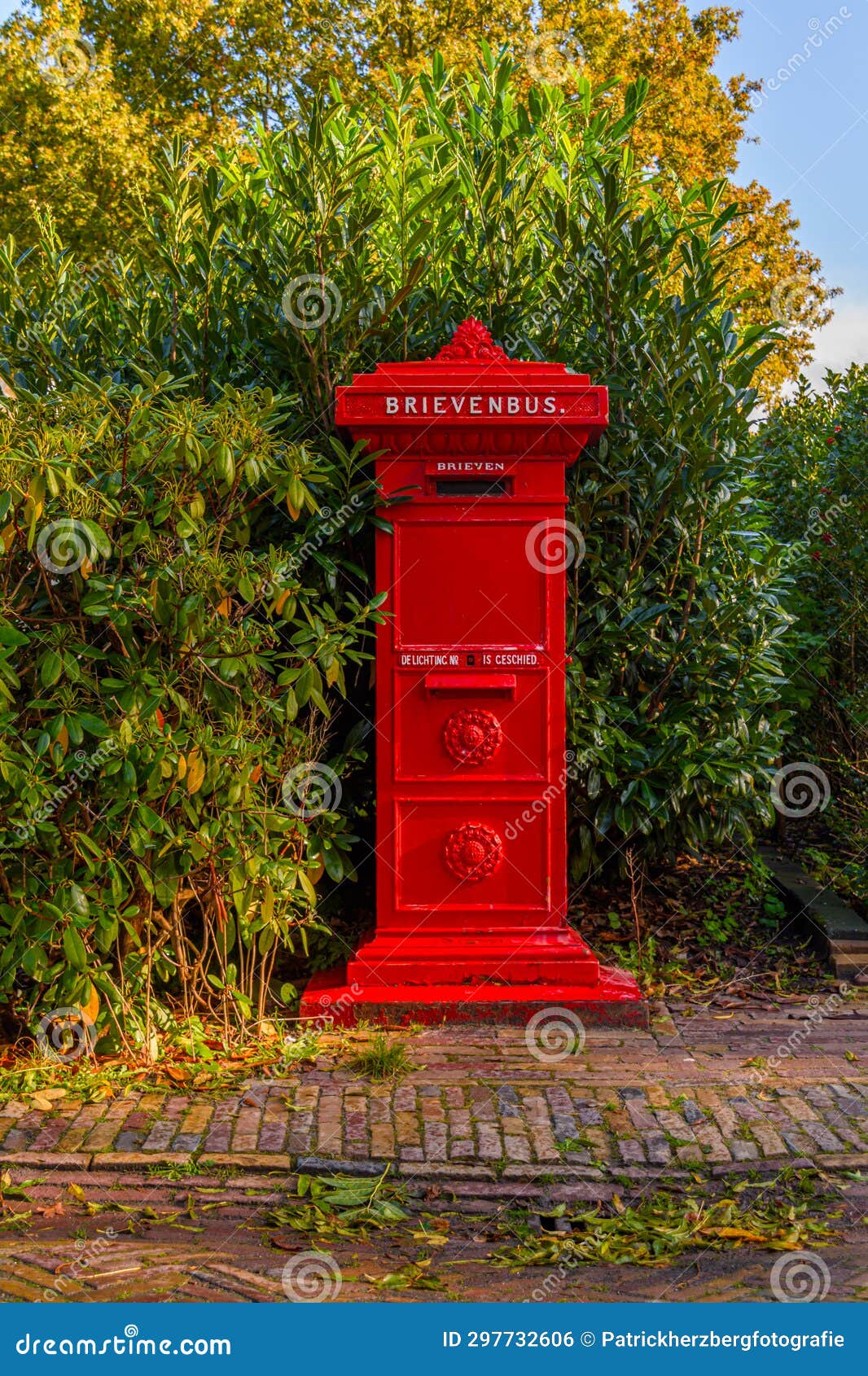 Retro style red mail box stock photo. Image of village 297732606