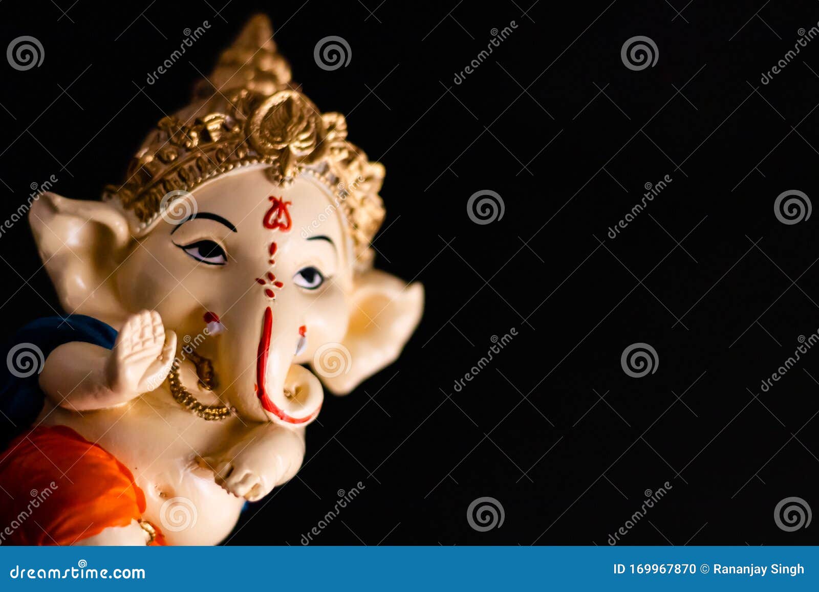 Dutch Shot of Beautiful Ganesha on Black Background. Wisdom ...