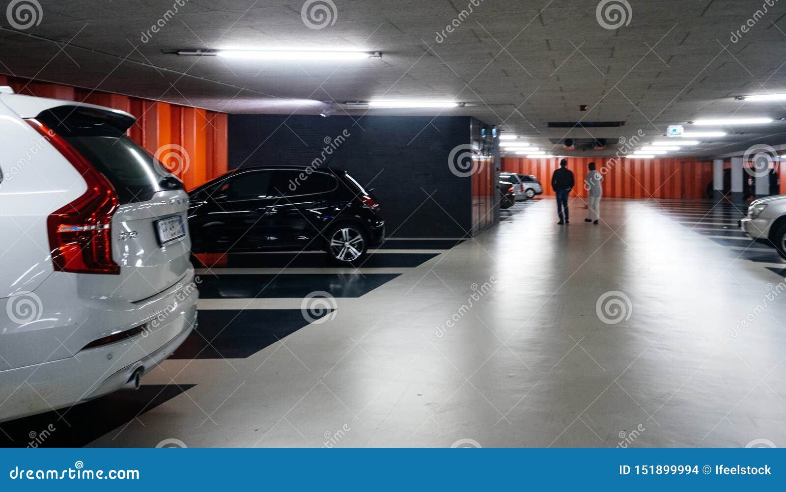 Dutch Underground Parking With Luxury White Volvo XC90 