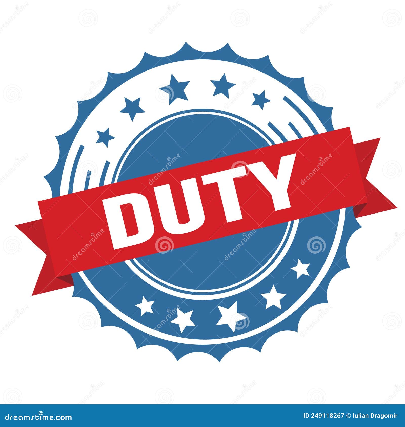 DUTY Text on Red Blue Ribbon Stamp Stock Illustration Illustration of icon, logo 249118267