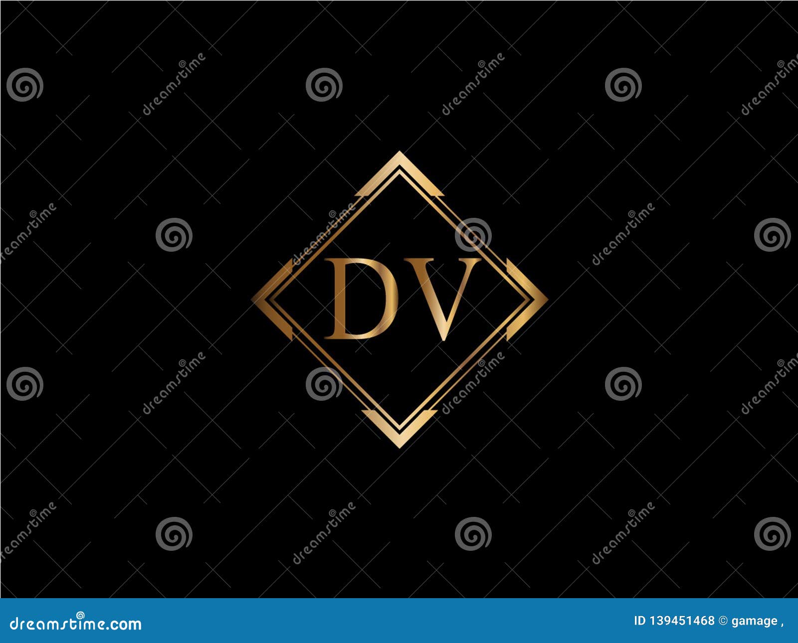 dv initial diamond  gold color later logo x