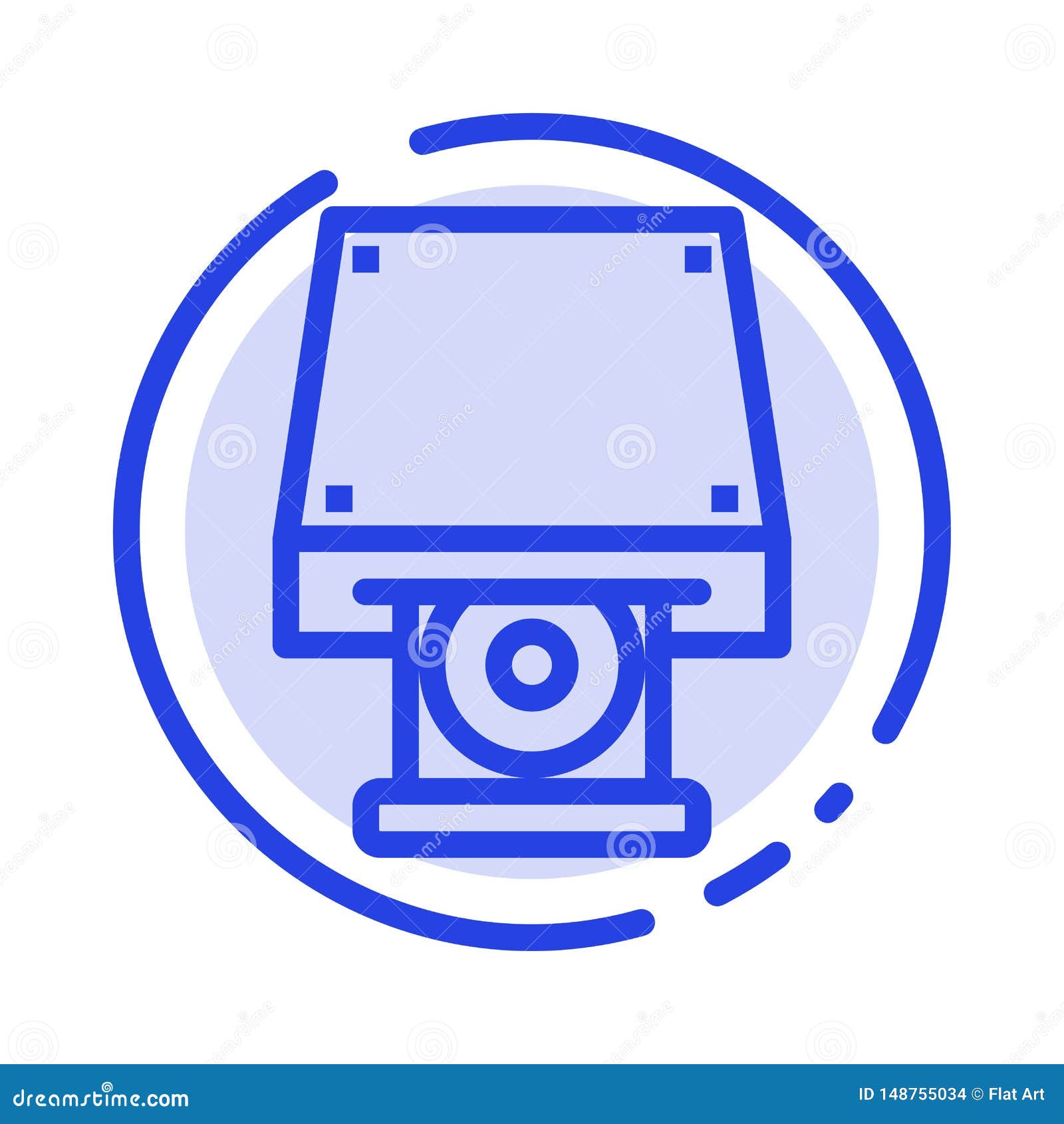 dvd, cdrom, data storage, disk, rom blue dotted line line icon