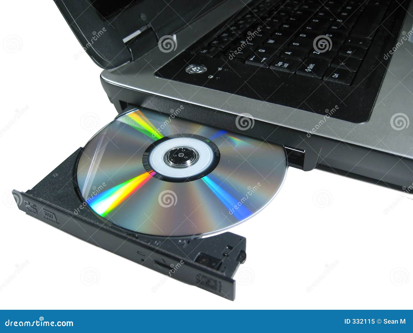 DVD ROM on a Laptop Opened To Show Disc. Isolated. Stock Image - Image of  notebook, reflection: 332115