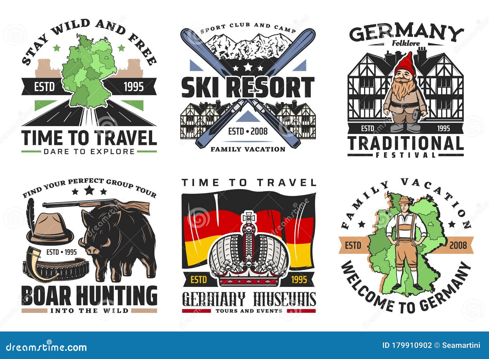 Dvectorictogrammen Voor Reizen En Toerisme in Duitsland Vector Illustratie Illustration of 