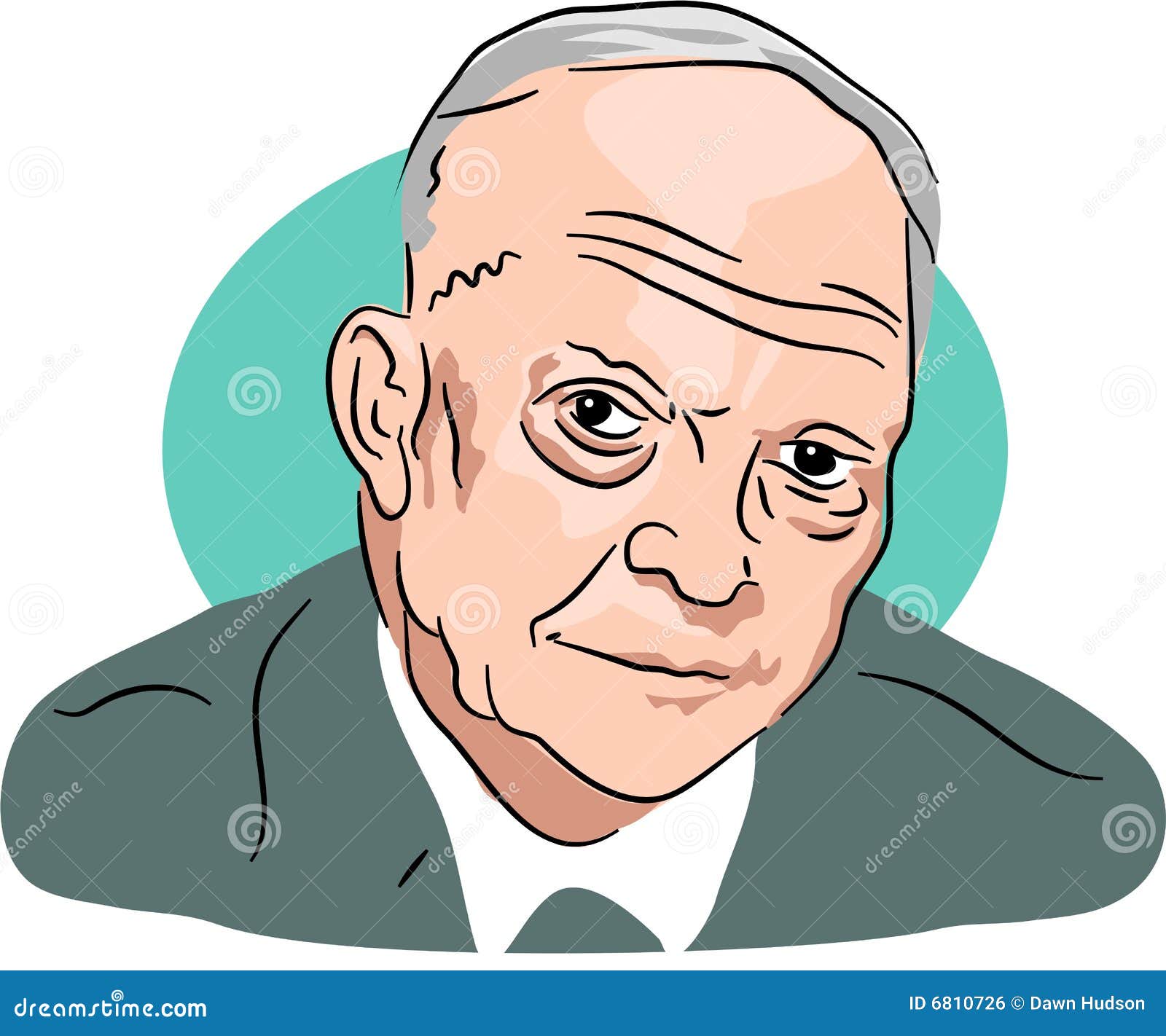 Dwight D. Eisenhower.Vector Illustration.Black And White Drawing