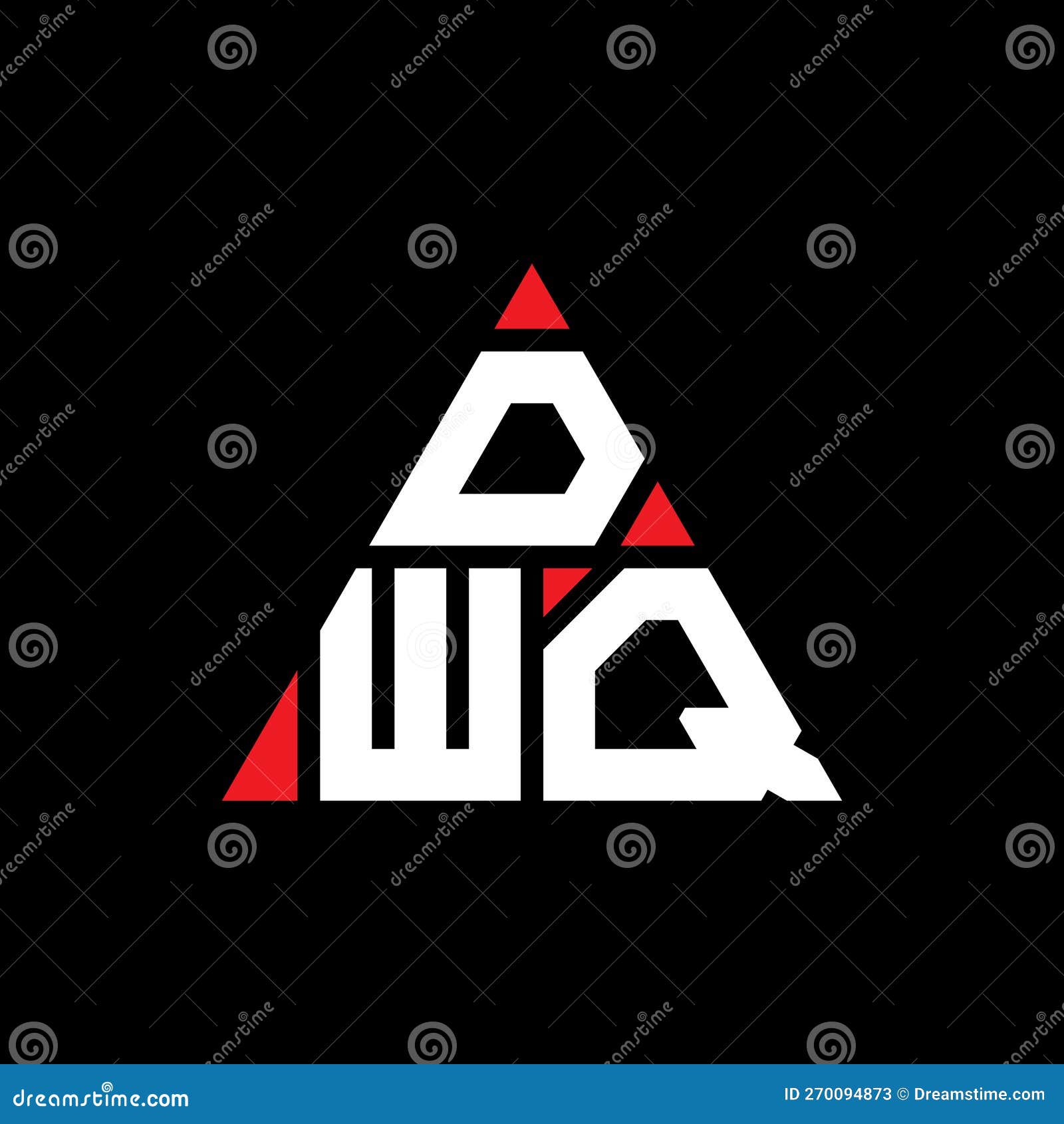 dwq triangle letter logo  with triangle . dwq triangle logo  monogram. dwq triangle  logo template with red