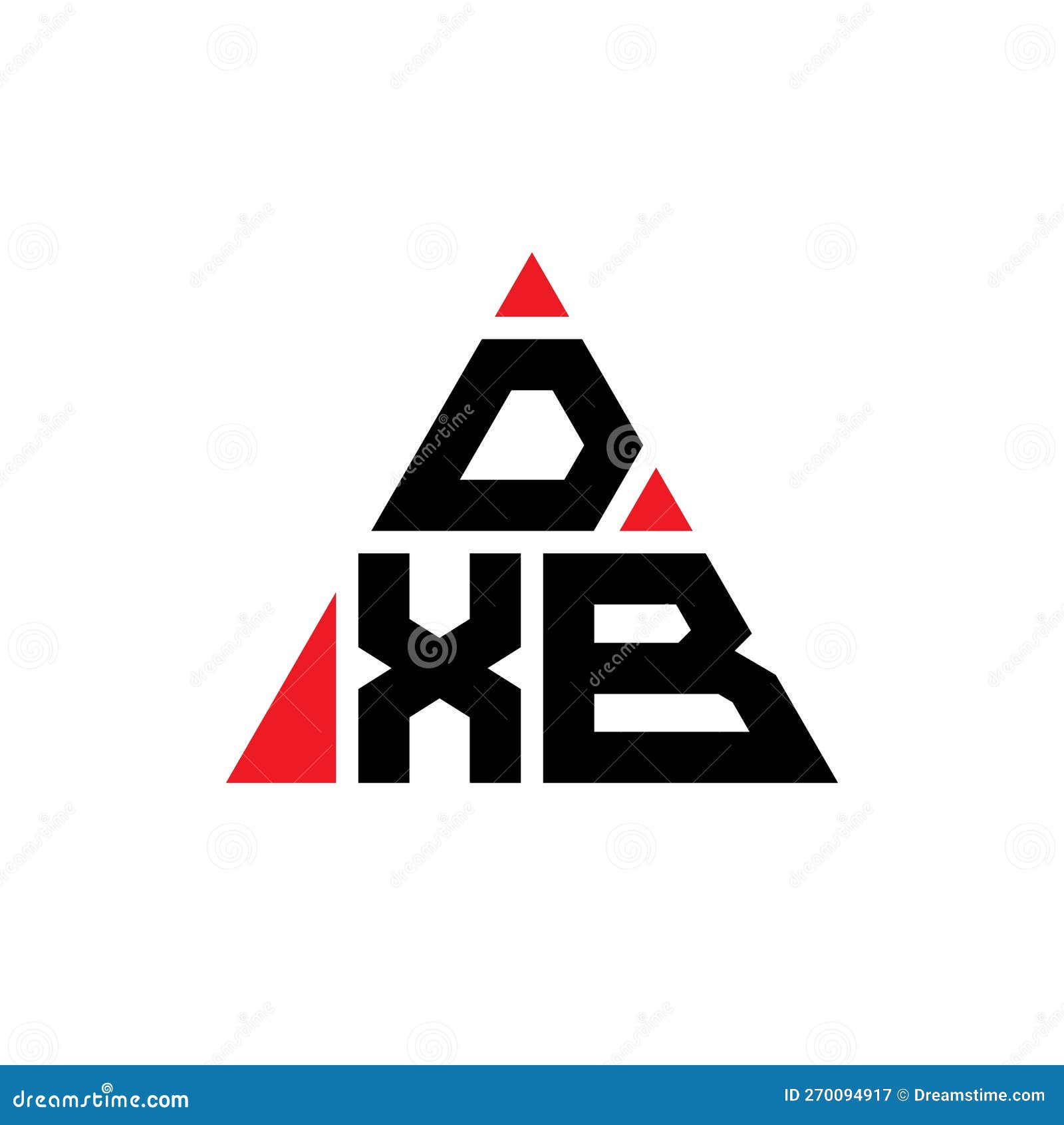 dxb triangle letter logo  with triangle . dxb triangle logo  monogram. dxb triangle  logo template with red