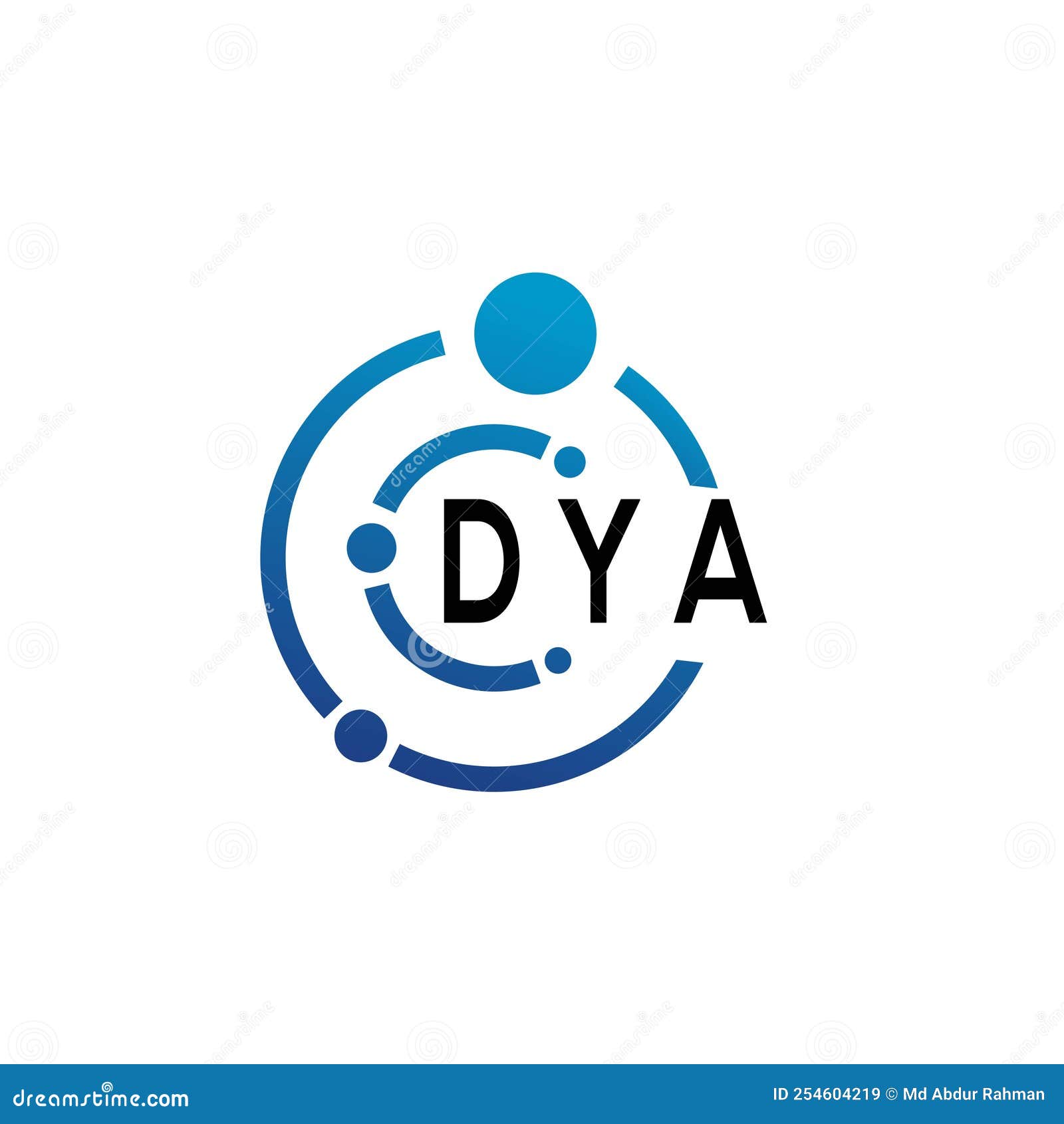 DYA Letter Logo Design on White Background. DYA Creative Initials