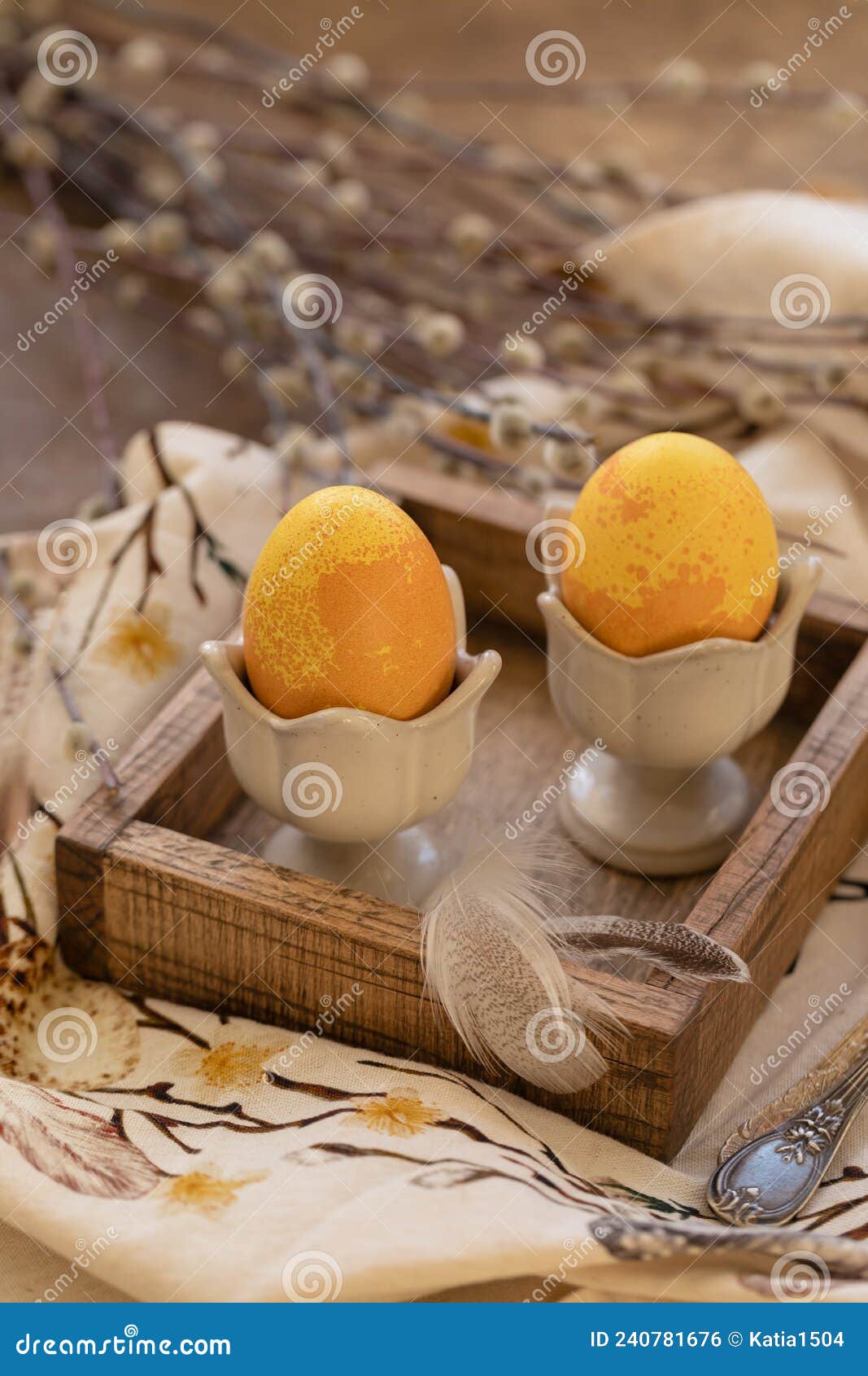 Dyed Easter Eggs with Marble Stone Effect Painted with Natural Dye by