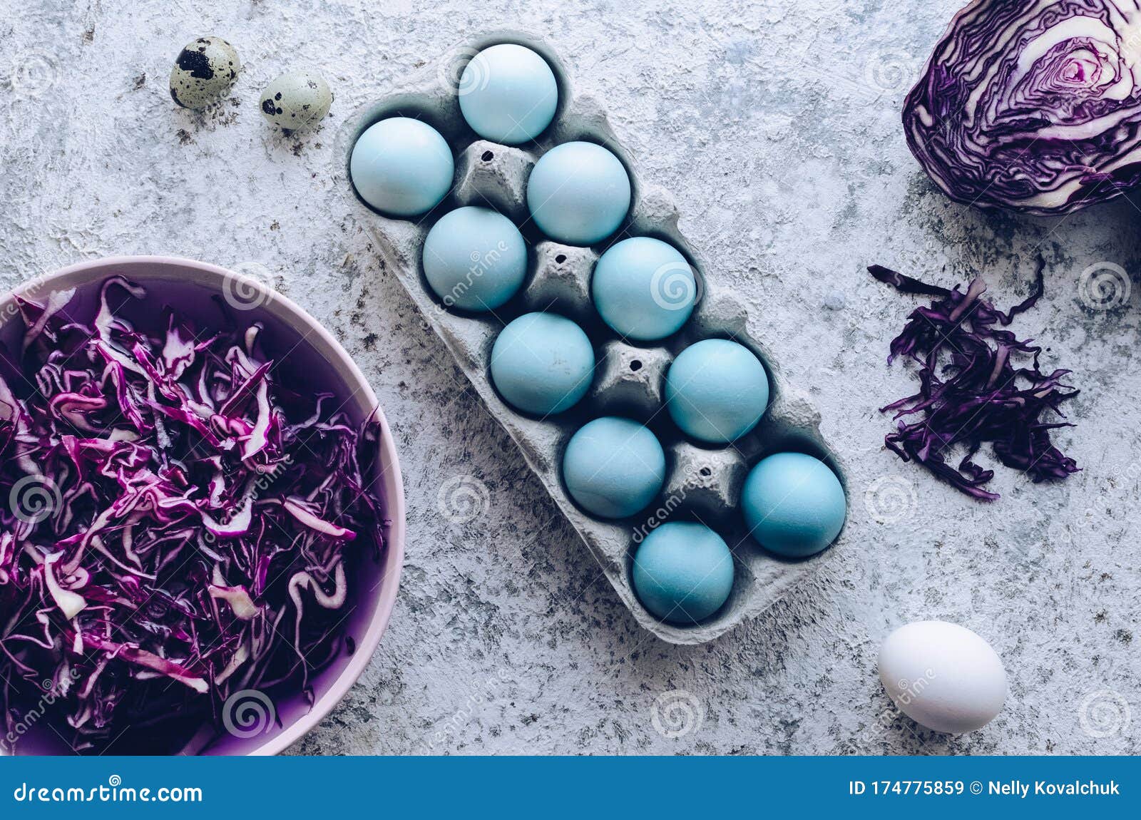 Dyed Easter Eggs with Red Cabbage Stock Image - Image of natural ...