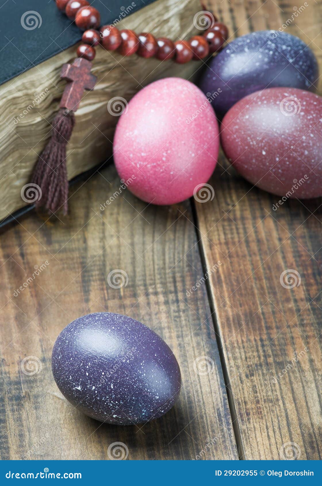 Dyed Easter Eggs and Religious Christian Symbols Stock Image Image of